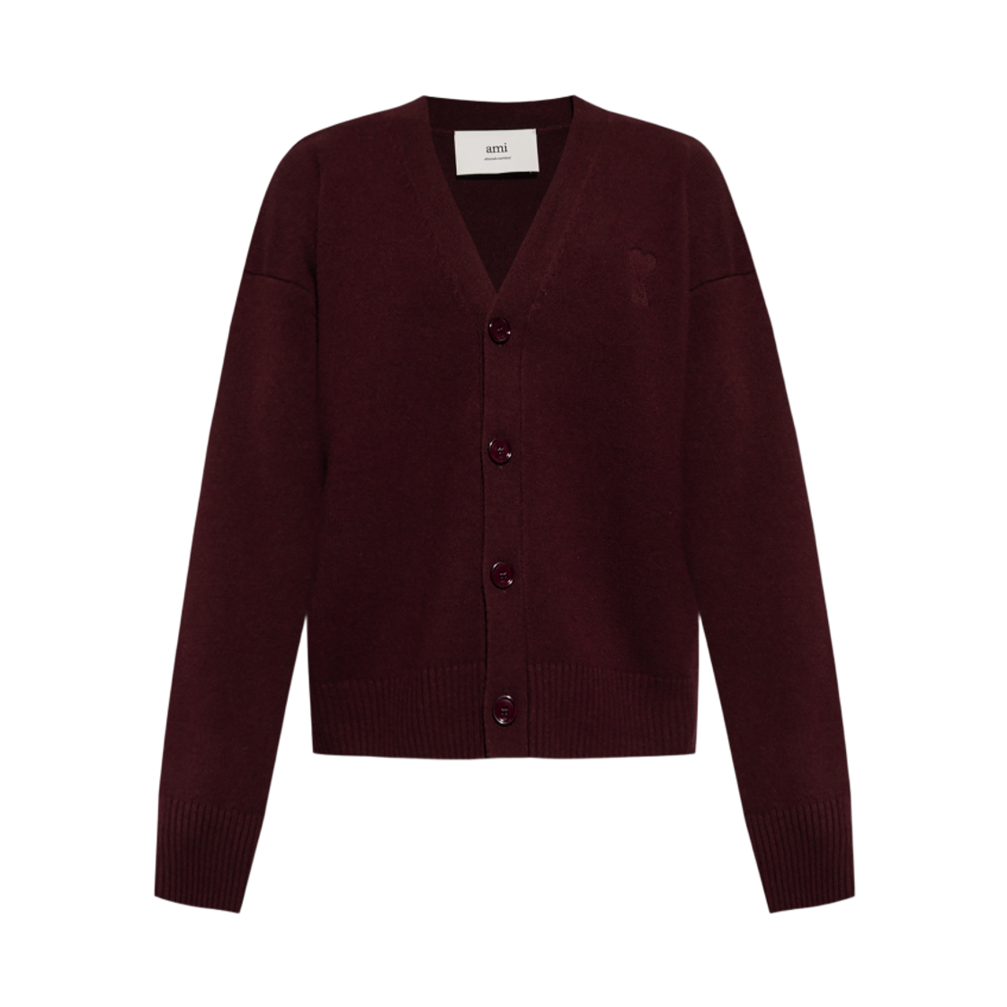 HKC371-KN0071-692 AMI de Coeur Cashmere Wool Cardigan Burgundy