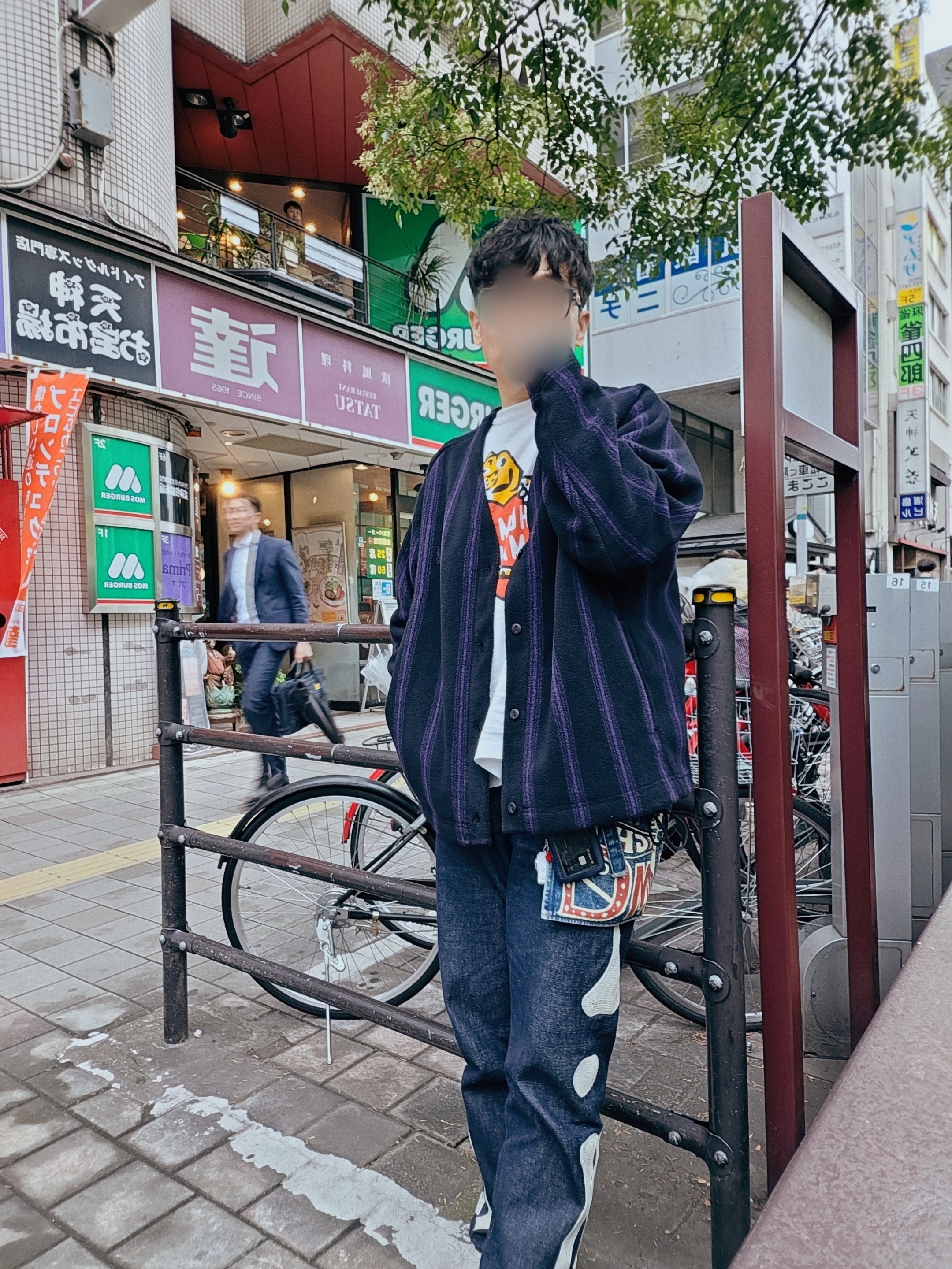 Uniqlo x Needles Fleece Oversized Cardigan Black - KR, Uniqlo x Needles Fleece Oversized Cardigan Black - JP 착용 스타일