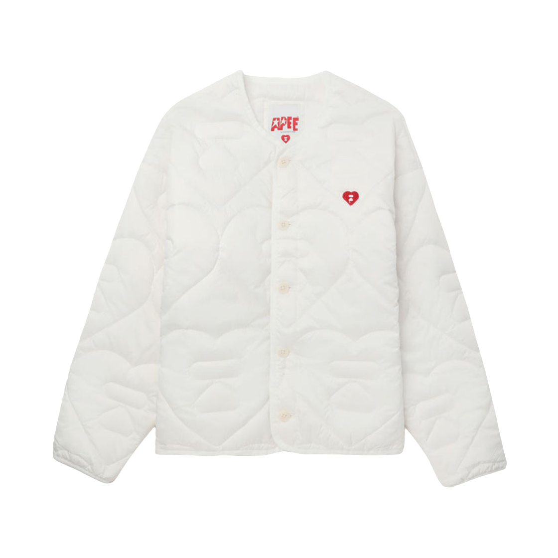 - (W) BAPE Heart Quilted Army Liner Jacket Ivory