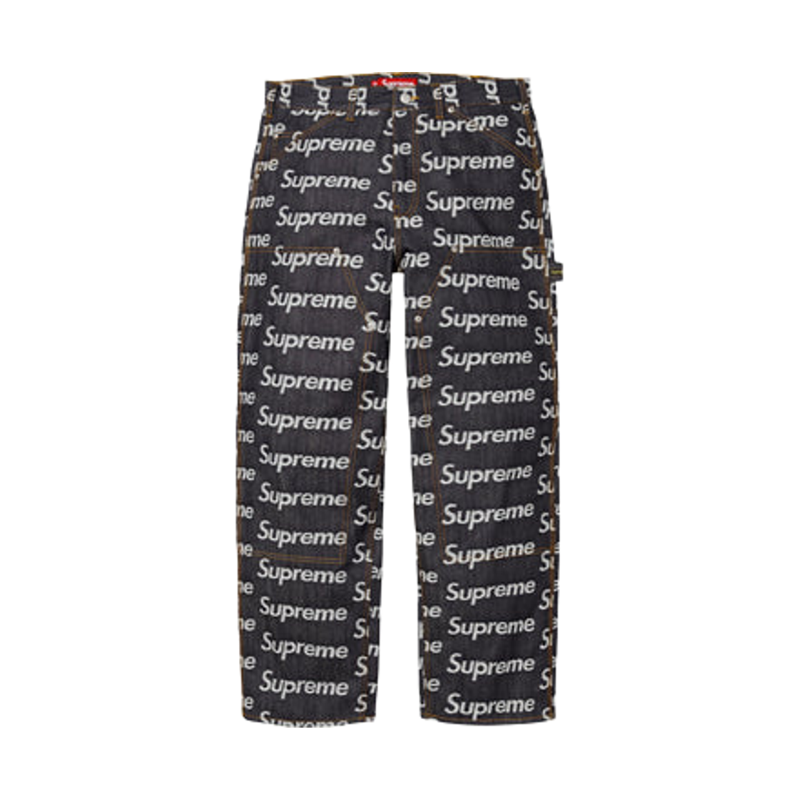 - Supreme Jacquard Logos Double Knee Denim Painter Jean Rigid Indigo - 25FW