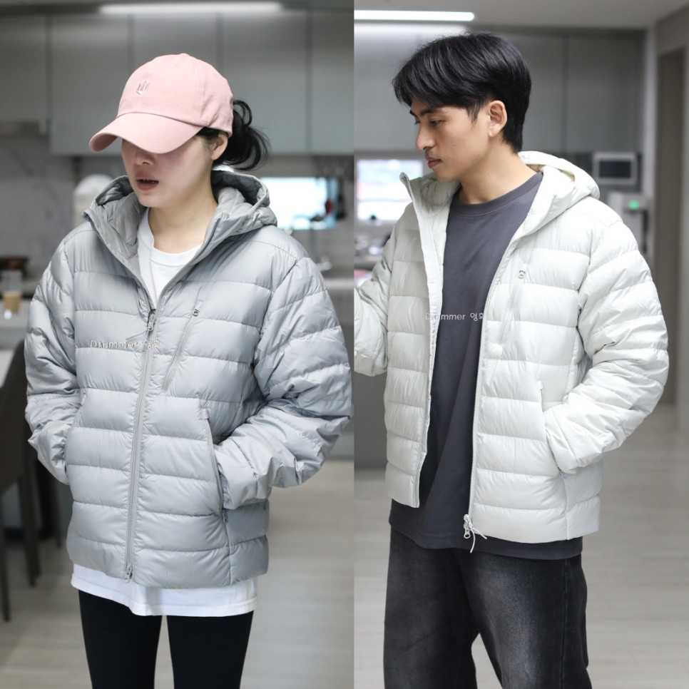 Musinsa Standard City Leisure Hooded Light Down Jacket Light Grey, Musinsa Standard City Leisure Hooded Light Down Jacket Stone White 착용 스타일