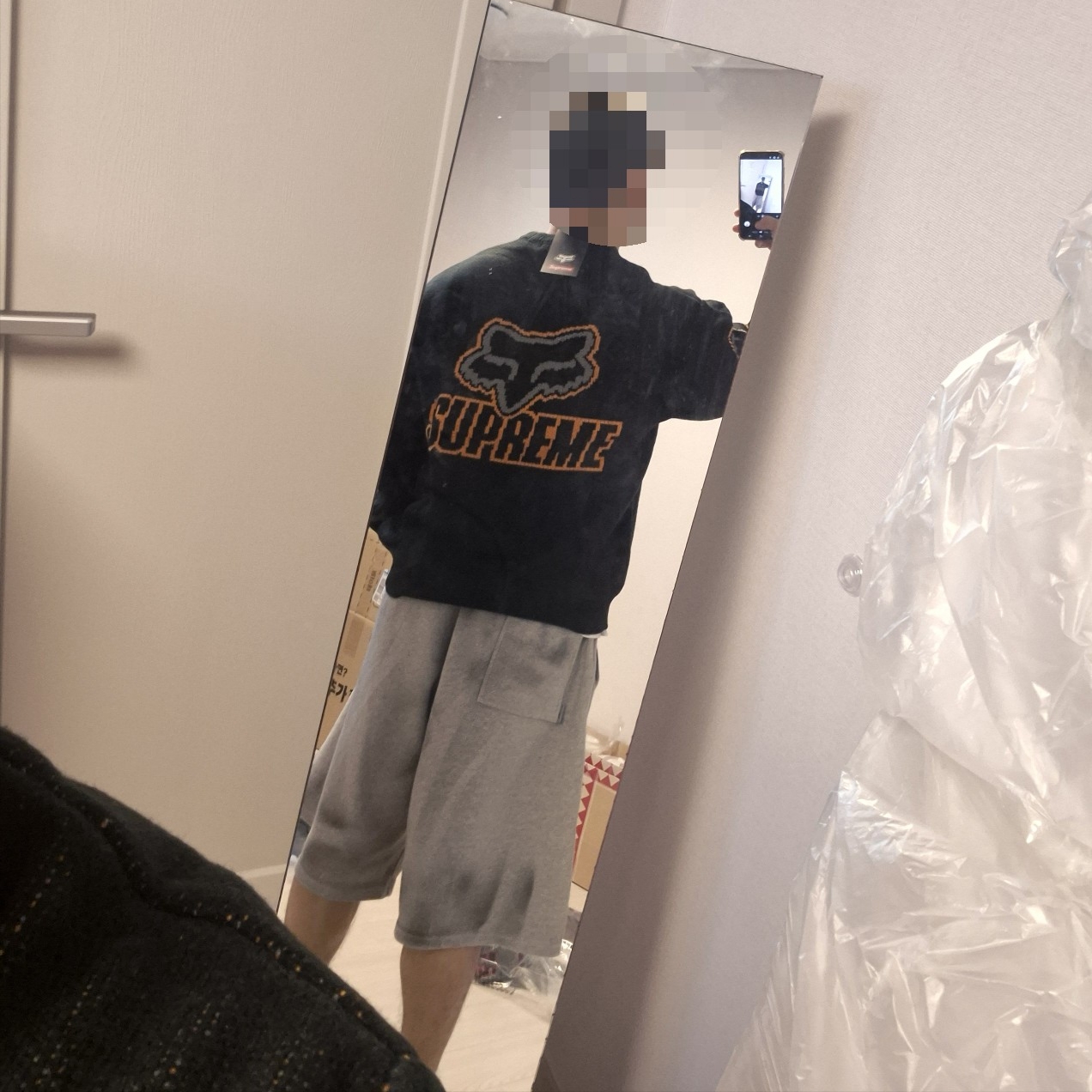 Supreme x Fox Racing Sweater Black - 25FW 착용 스타일 - 4