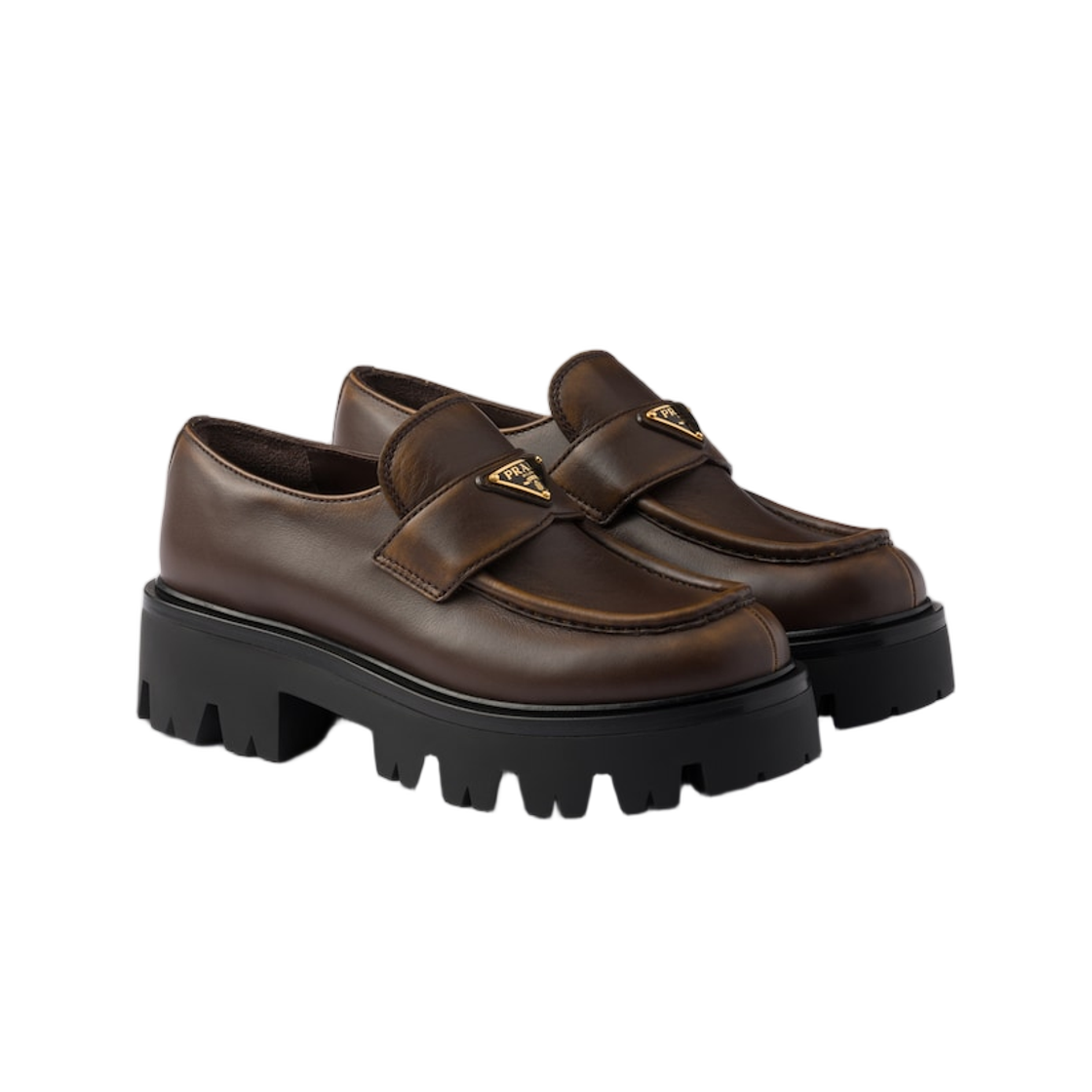 (W) 프라다 레더 로퍼 코코아 브라운((W) Prada Leather Loafers Cocoa Brown) - 2