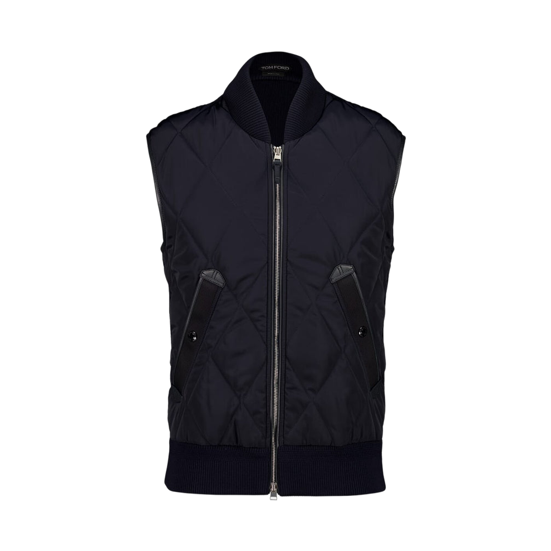 KIF004-YMW112-HB785 Tom Ford Diamond Quilted Zipped Gilet Ink Blue