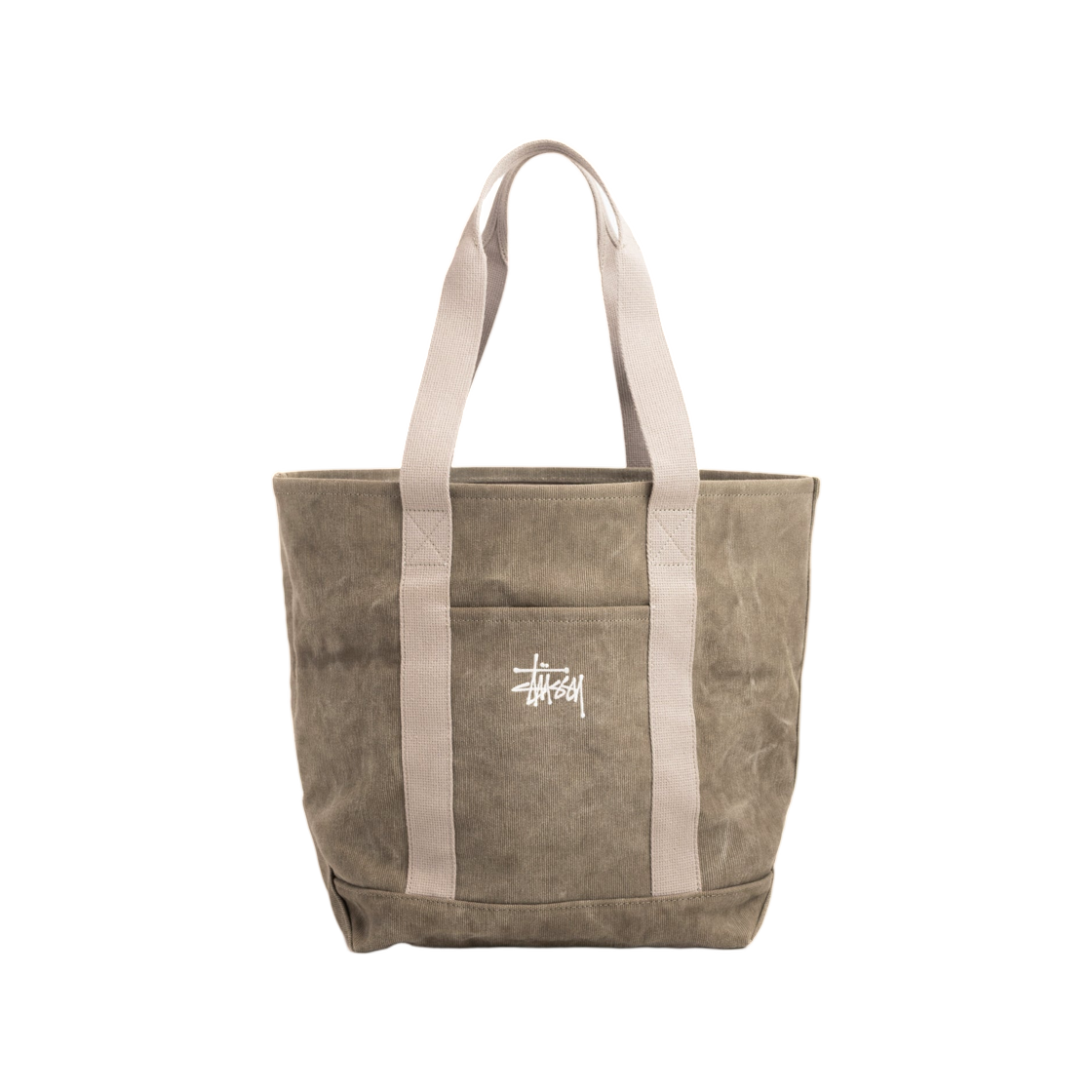 134277 Stussy Waxed Canvas Market Tote Stone