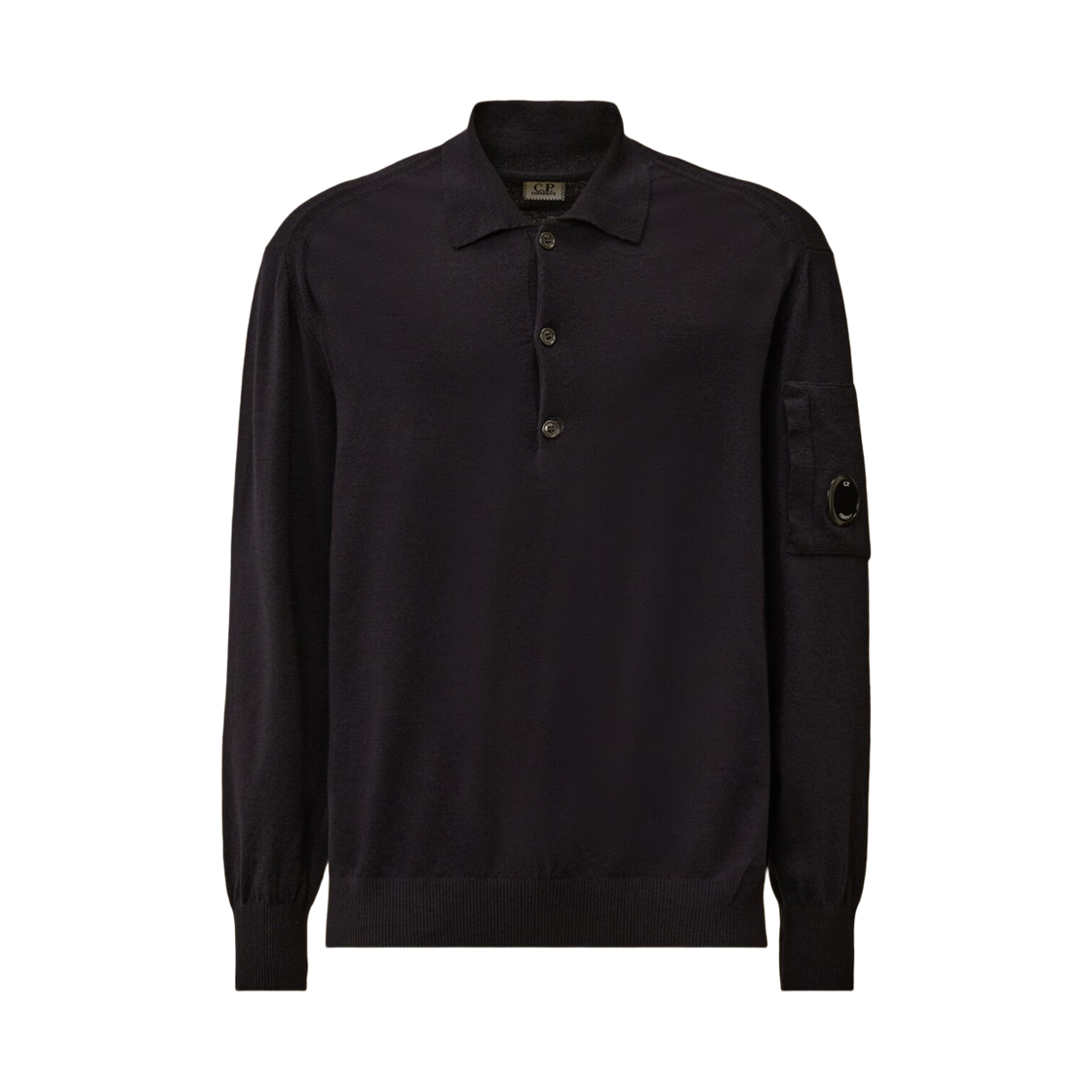 19CMKN038A005528A888 C.P. Company Extrafine Merino Wool Polo Sweater Total Eclipse Blue - 25FW