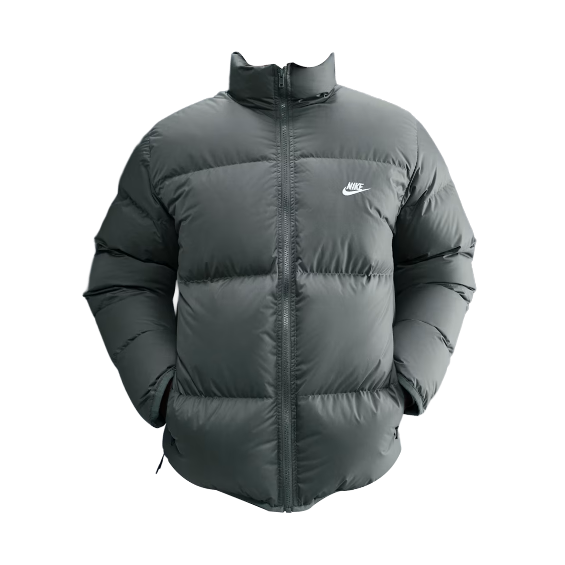 나이키 NSW 클럽 써마핏 퍼퍼 자켓 아이언 그레이 화이트 - 아시아(Nike NSW Club Therma-Fit Puffer Jacket Iron Grey White - Asia)