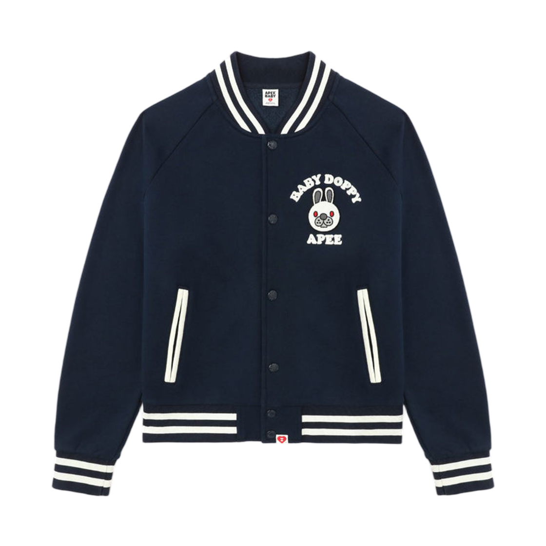 (W) 베이프 베이비 도피 베이스볼 자켓 네이비((W) BAPE Baby Doppy Baseball Jacket Navy) - 1
