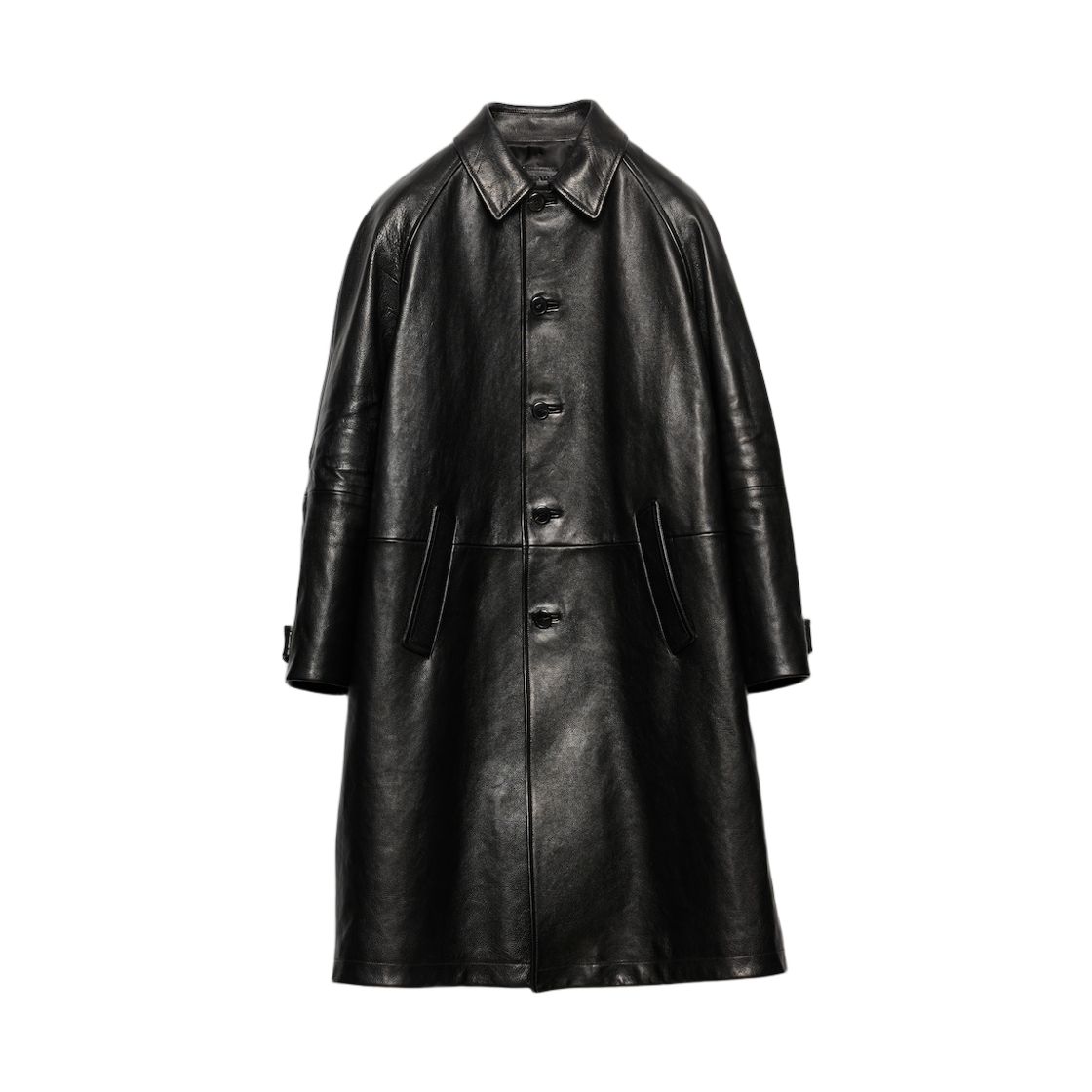 프라다 오버사이즈 레더 코트 블랙(Prada Oversized Leather Coat Black) - 1