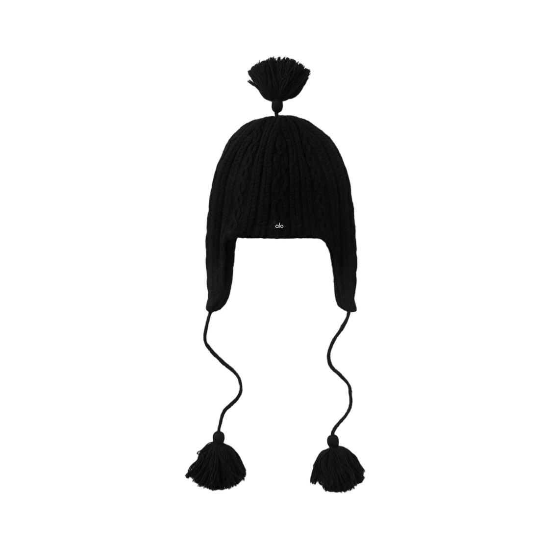 A0992U (W) Alo Yoga Cable Knit Winter Bliss Earflap Beanie Black