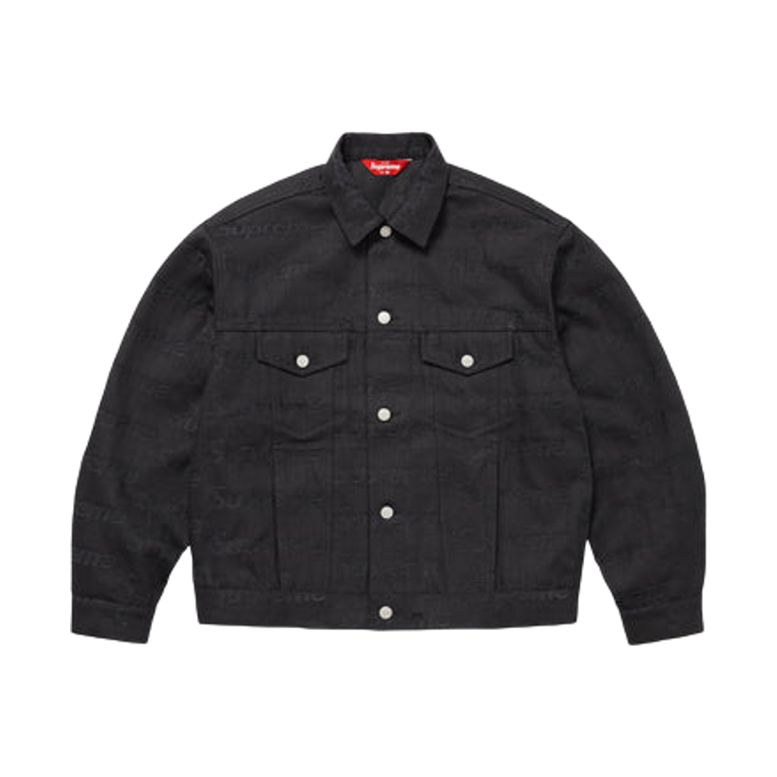 슈프림 자카드 로고 데님 트러커 자켓 블랙 - 25FW