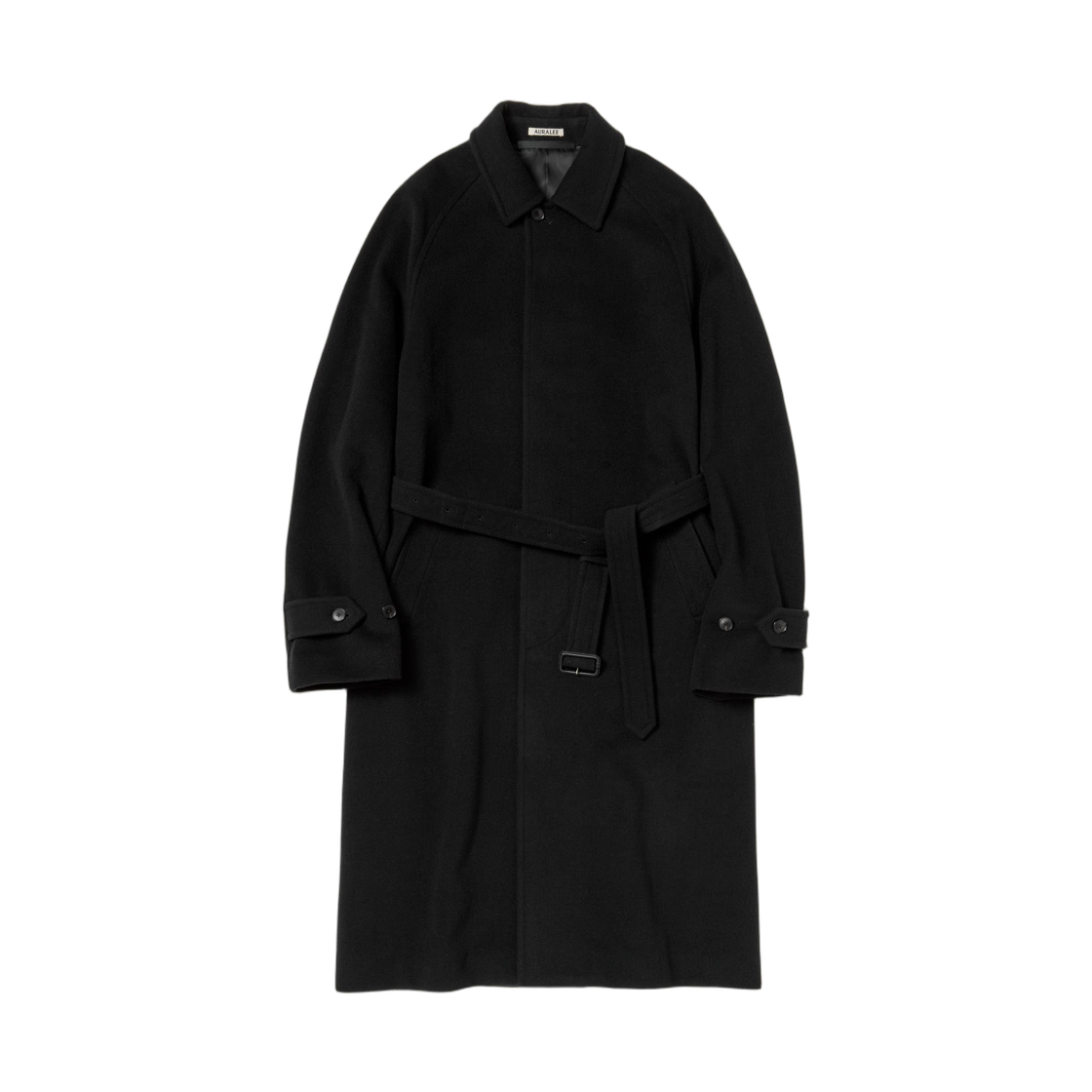 A25AC01WM Auralee Super Fine Wool Mosser Soutien Collar Coat Black - 25AW
