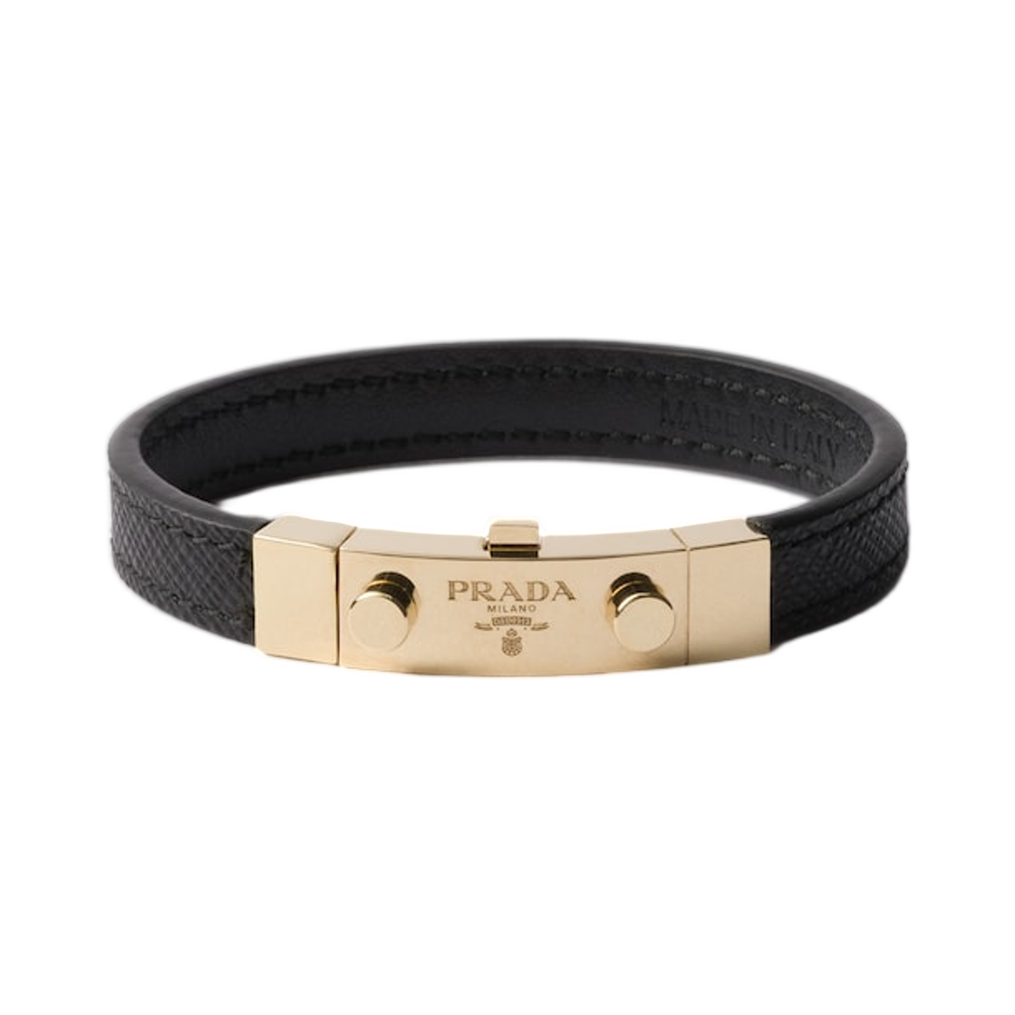 1IB616-053-F0002 Prada Saffiano Leather Bracelet Black