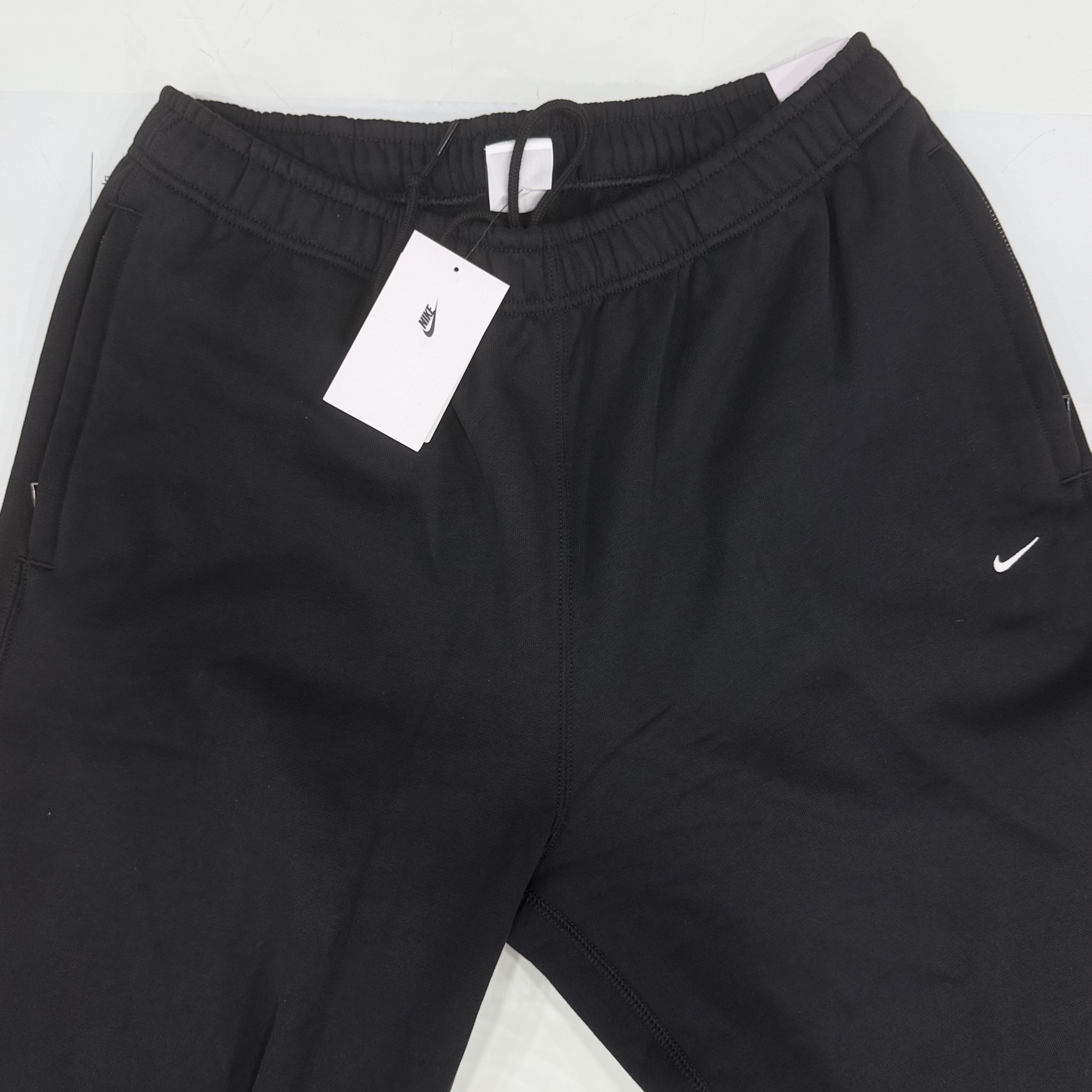 Nike Solo Swoosh Fleece Open Hem Pants Black White - Asia 착용 스타일