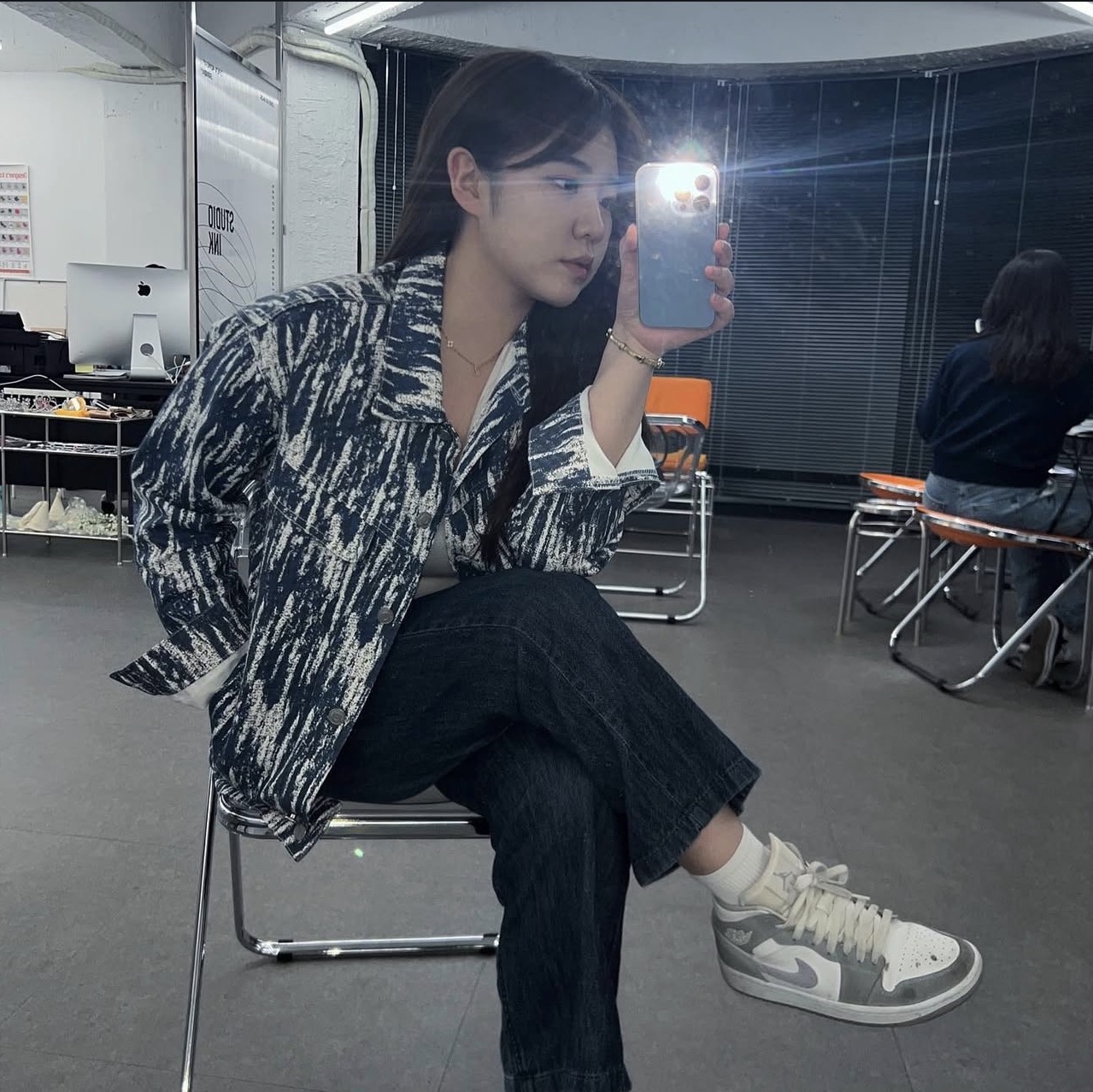 (W) Jordan 1 Low White Wolf Grey 착용 스타일
