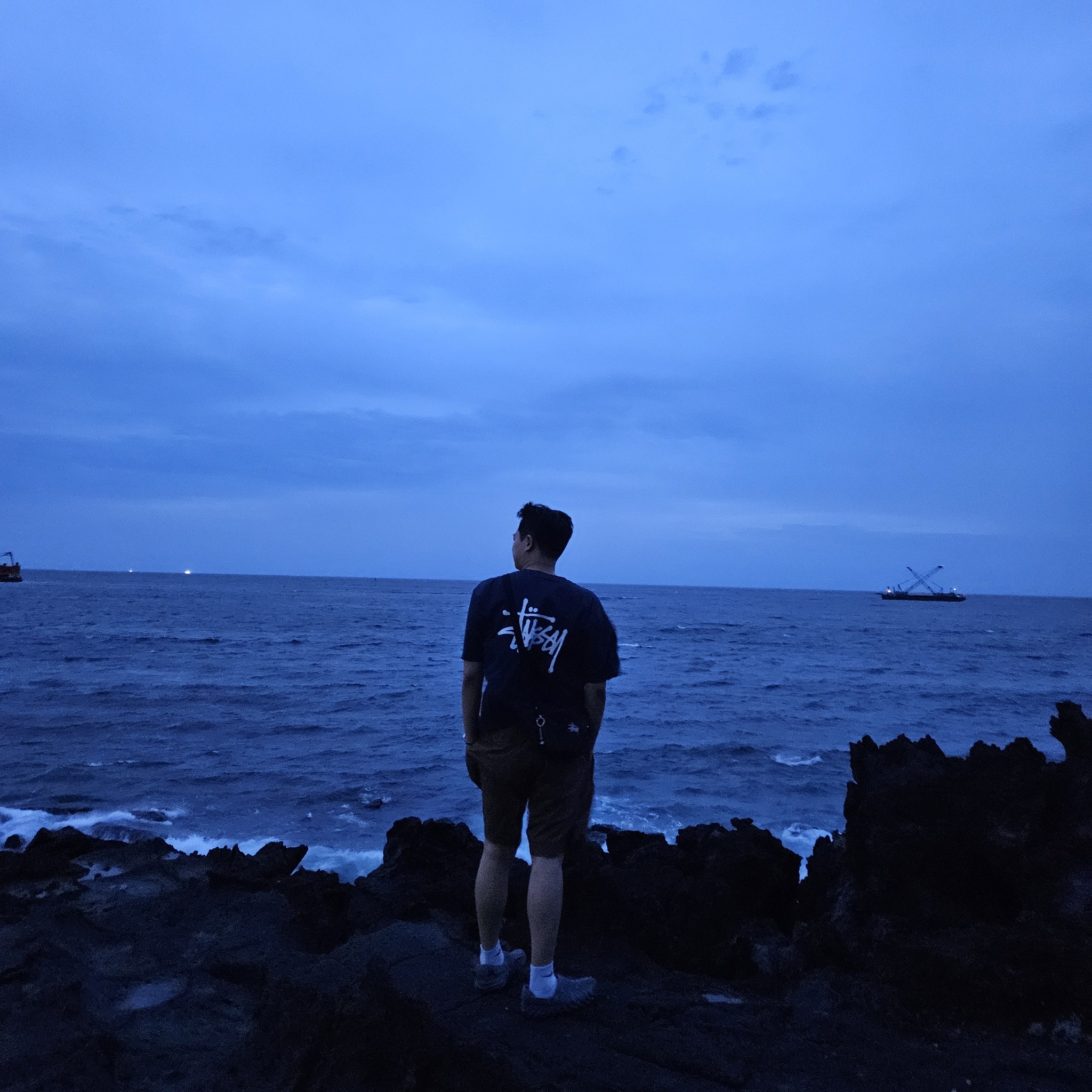 Stussy Basic Stussy T-Shirt Navy 2023 착용 스타일