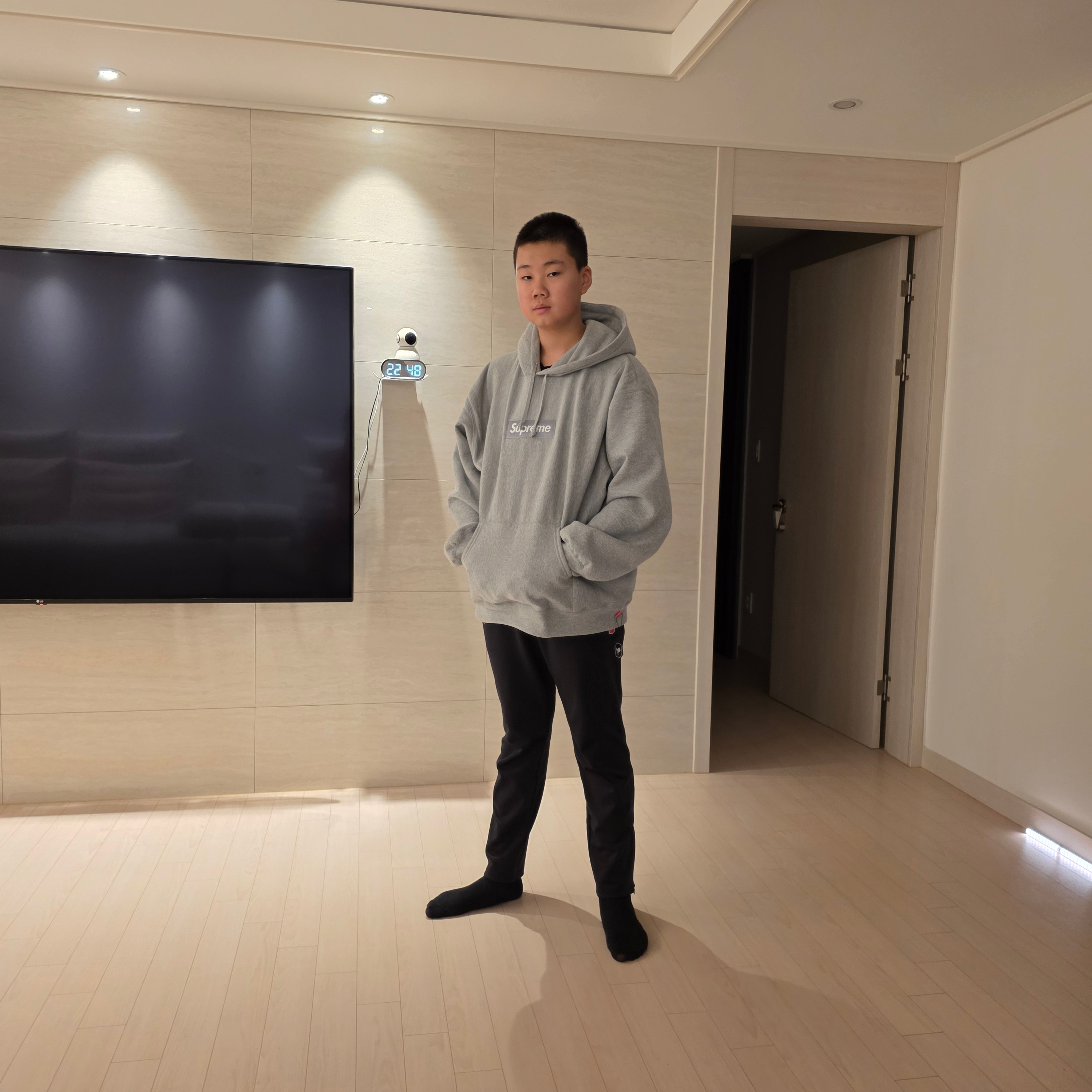 Supreme Box Logo Hooded Sweatshirt Heather Grey - 24FW 착용 스타일