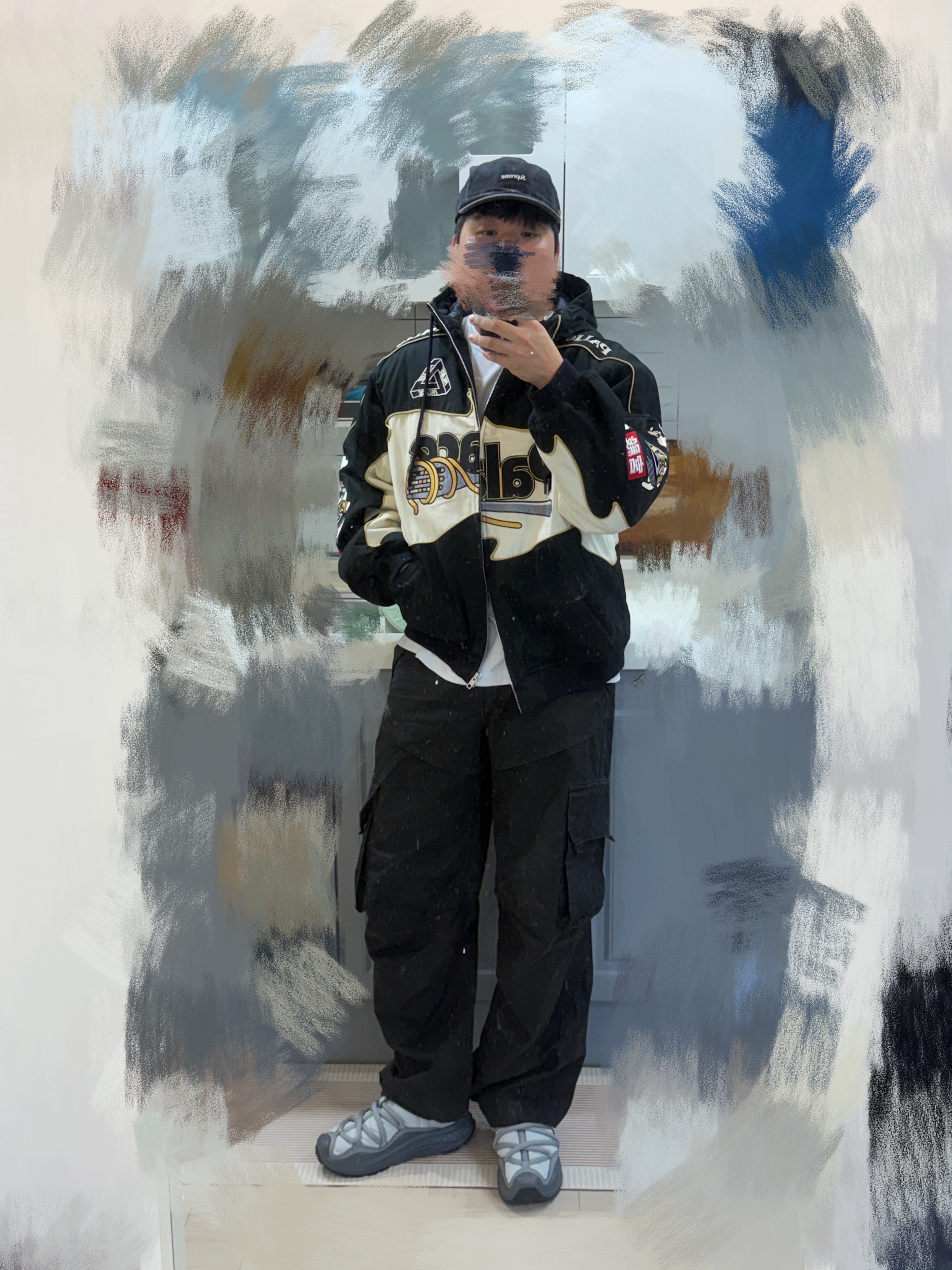 Supreme Cordura Denim Small Box 6-Panel Black - 24SS, Palace Pasta Jacket Black - 24FW 착용 스타일 - 2