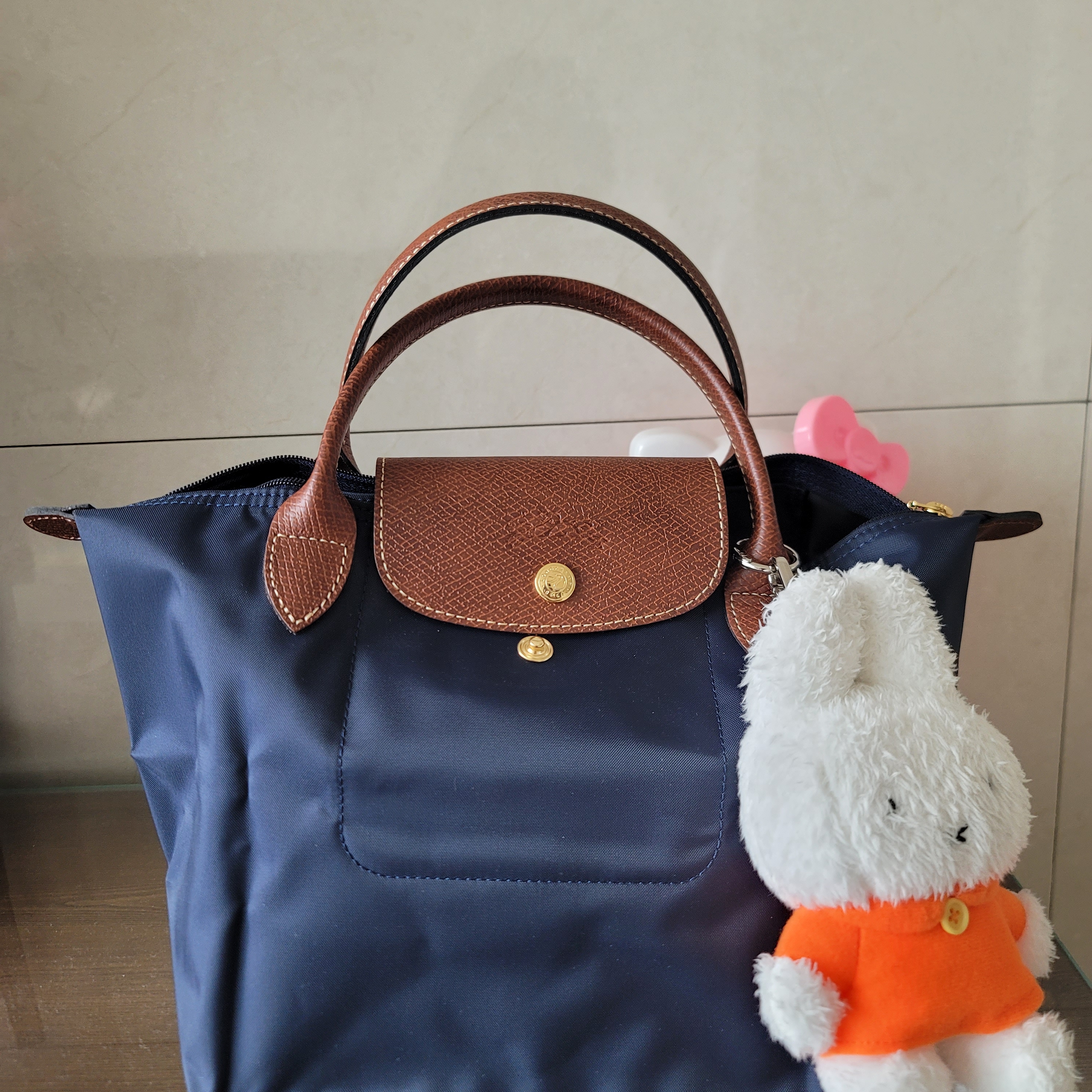 Longchamp Le Pliage Original Handbag S Navy 착용 스타일 - 2