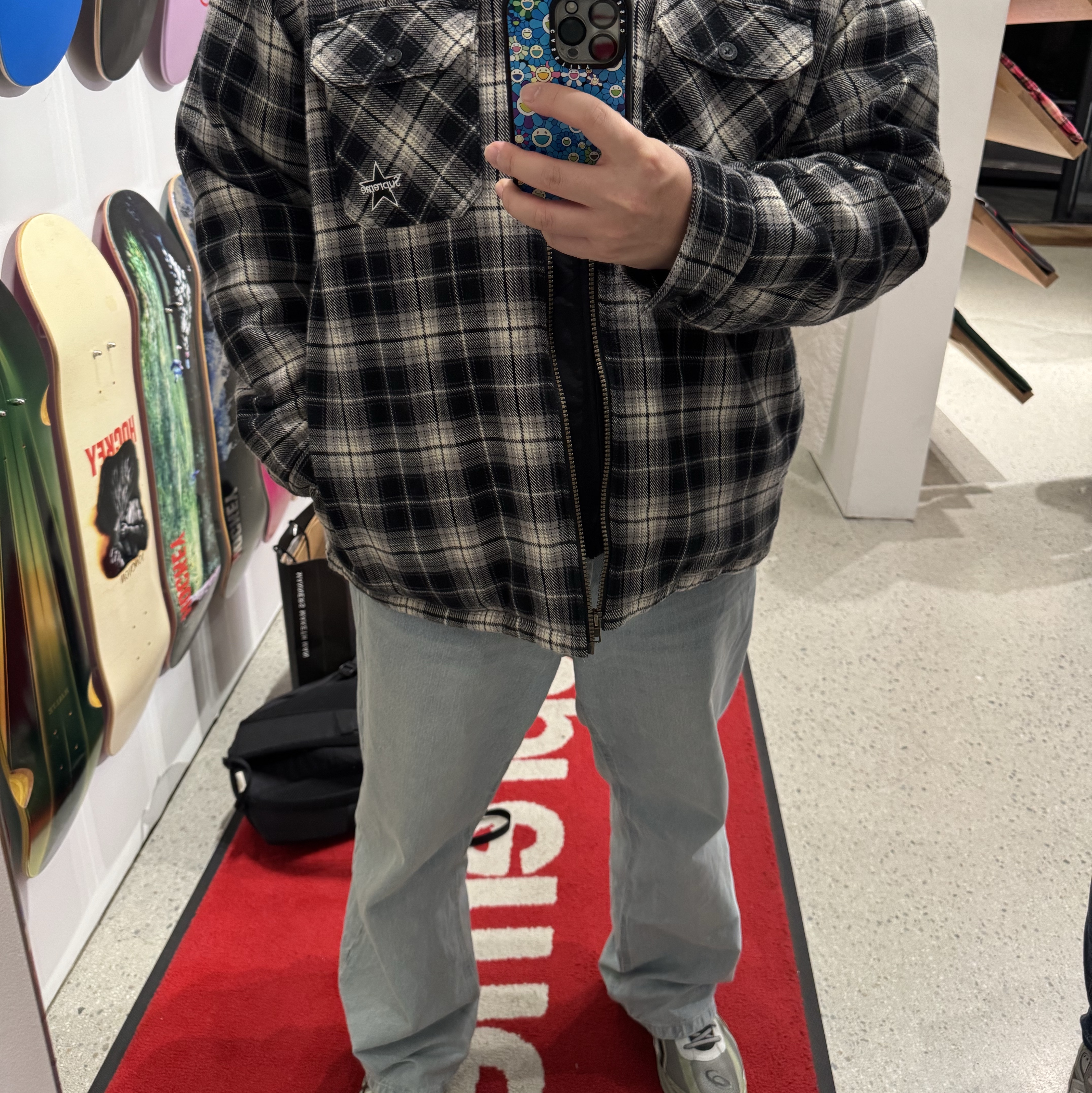 Supreme Thermal Lined Zip Up Flannel Shirt Black - 25FW, Casetify x Murakami Takashi iPhone Flowers Bloom Blue Phone Magsafe Impact Case 착용 스타일