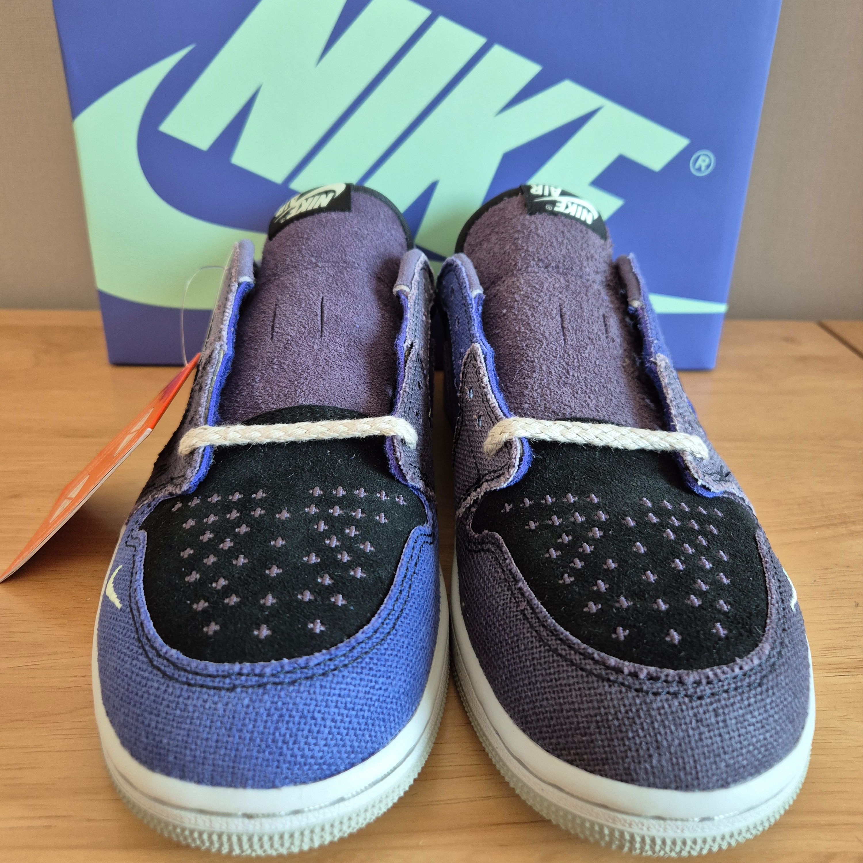 Jordan 1 x Zion Williamson Retro Low OG Regency Purple and Dark Raisin 착용 스타일 - 1