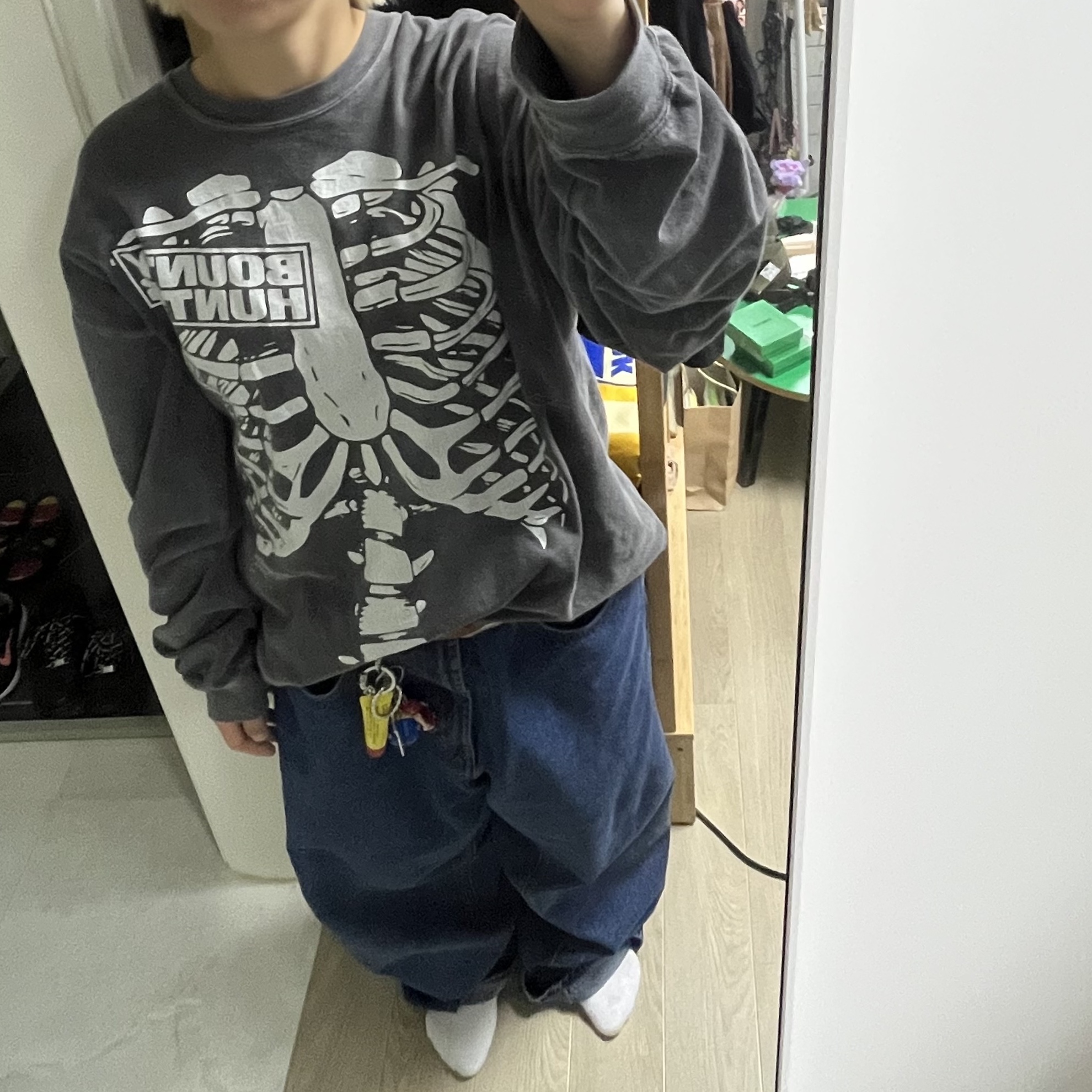 Neighborhood x Bounty Hunter T-Shirt L/S 1 Black 착용 스타일