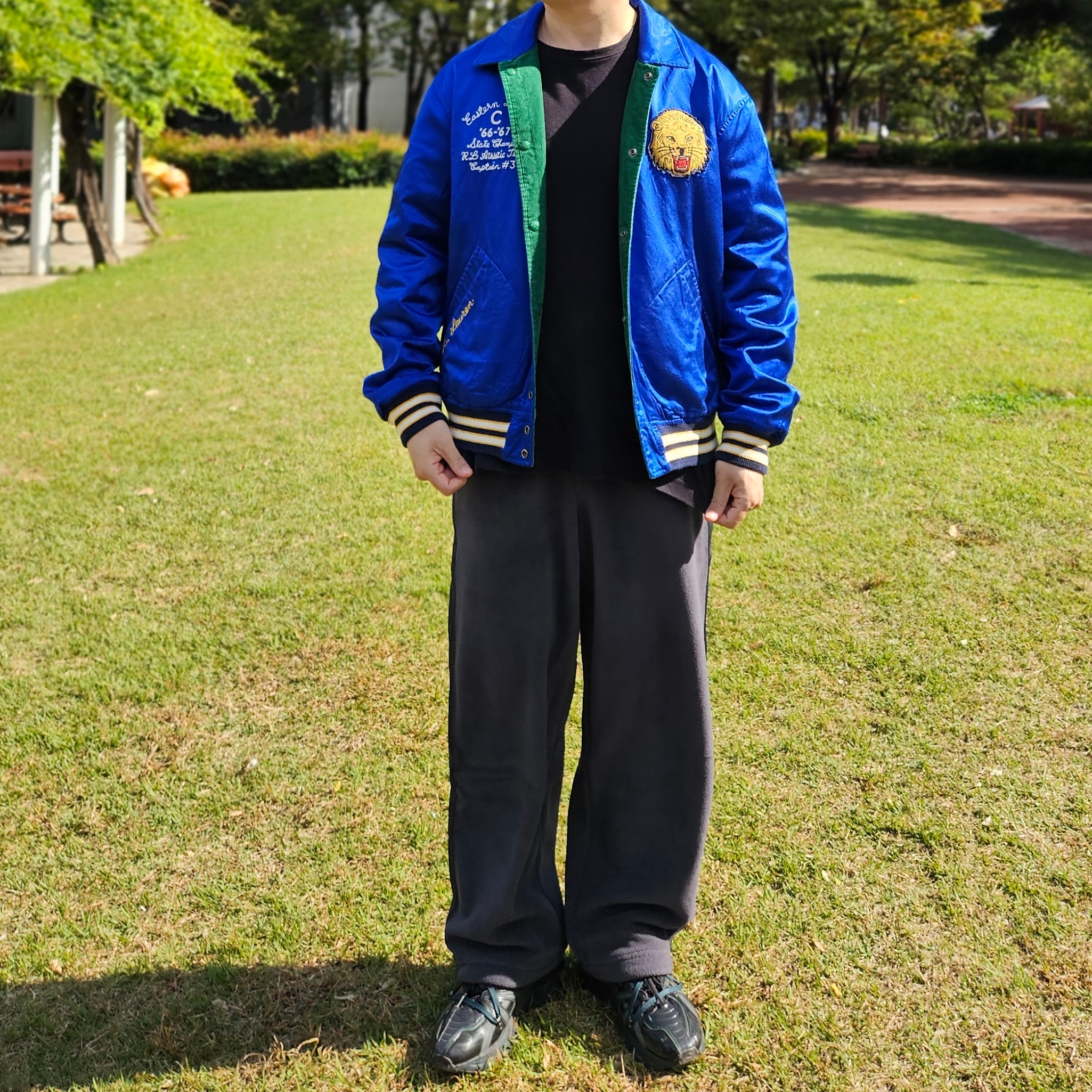 Asics x Andersson Bell HN2-S Protoblast Black, Uniqlo x Needles Fleece Wide Pants Dark Gray - KR 착용 스타일 - 5