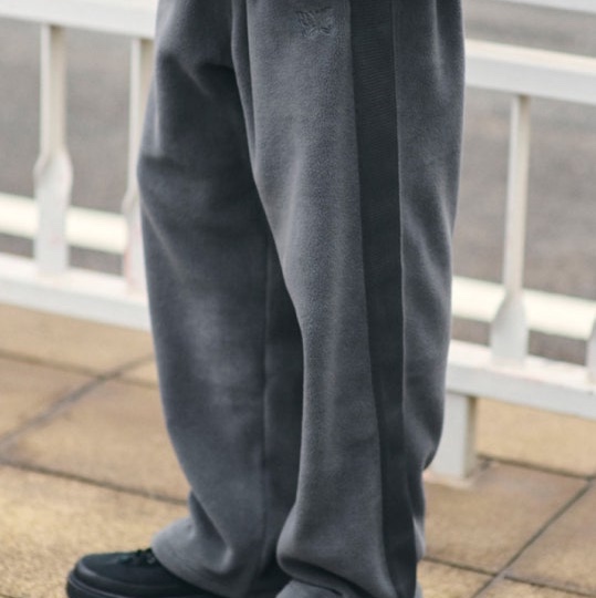 Uniqlo x Needles Fleece Wide Pants Dark Gray - KR 착용 스타일