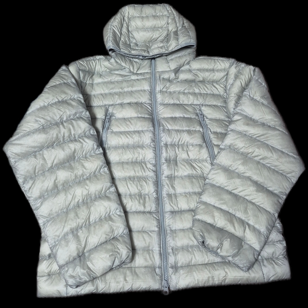 Musinsa Standard City Leisure Sheer Ripstop Hooded Light Down Jacket Cloudy Blue 착용 스타일 - 1