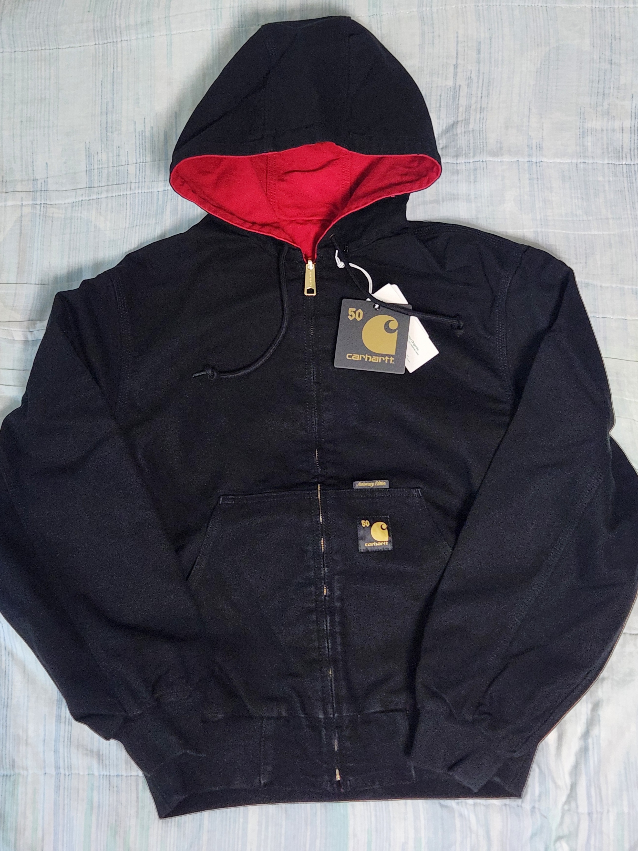 Carhartt WIP OG Active Canvas Jacket 50th Anniversary Edition Black USA Red 착용 스타일 - 1