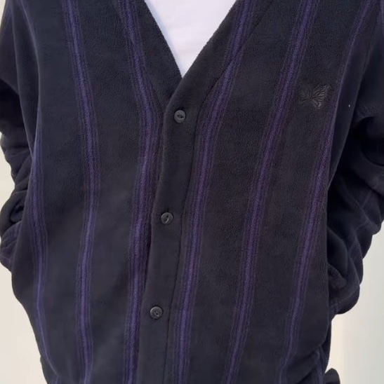 Uniqlo x Needles Fleece Oversized Cardigan Black - JP 착용 스타일