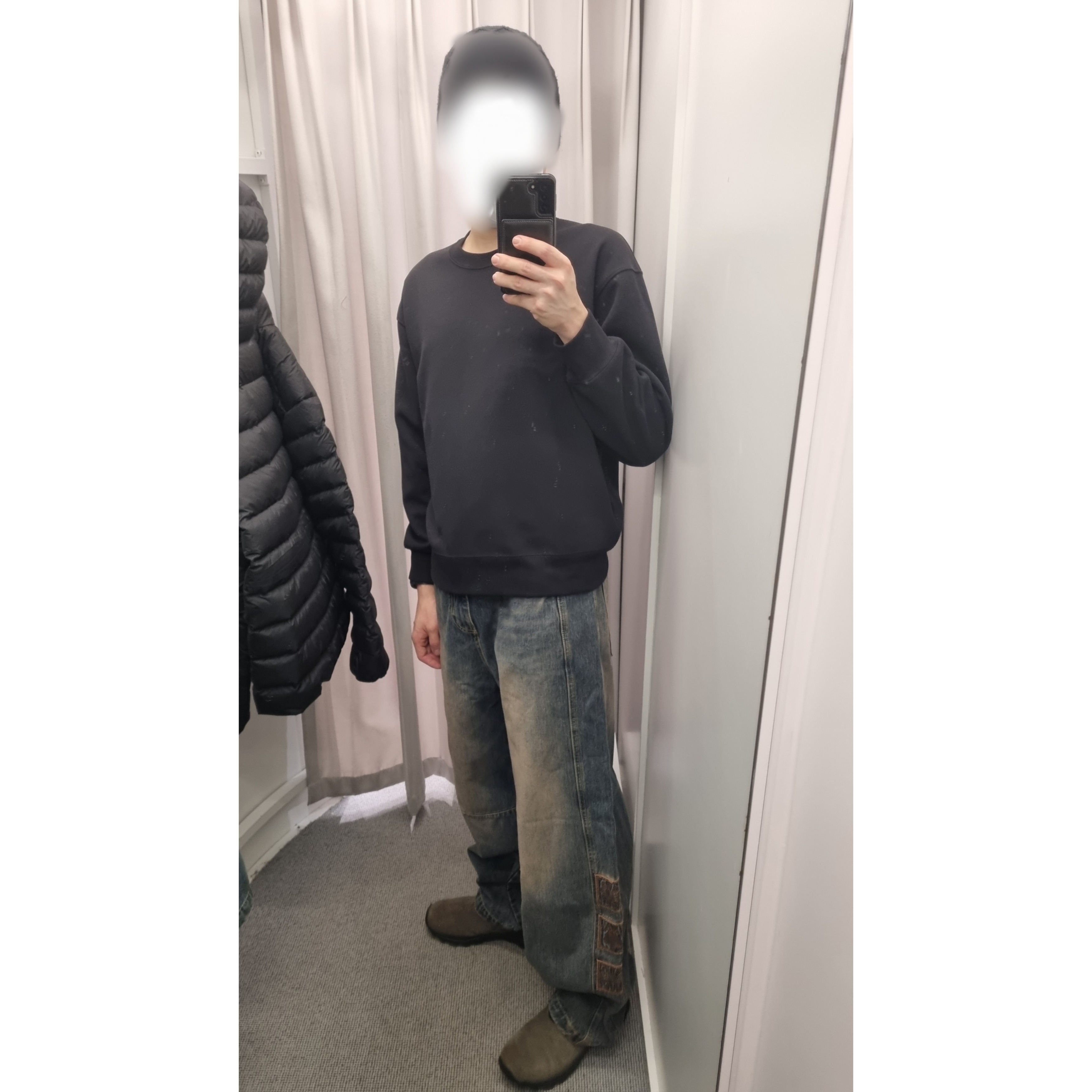 Merrell Winter Moc 3 Gunsmoke, Karactor Vintage Emblem Denim Pants Muddy Blue 착용 스타일 - 1