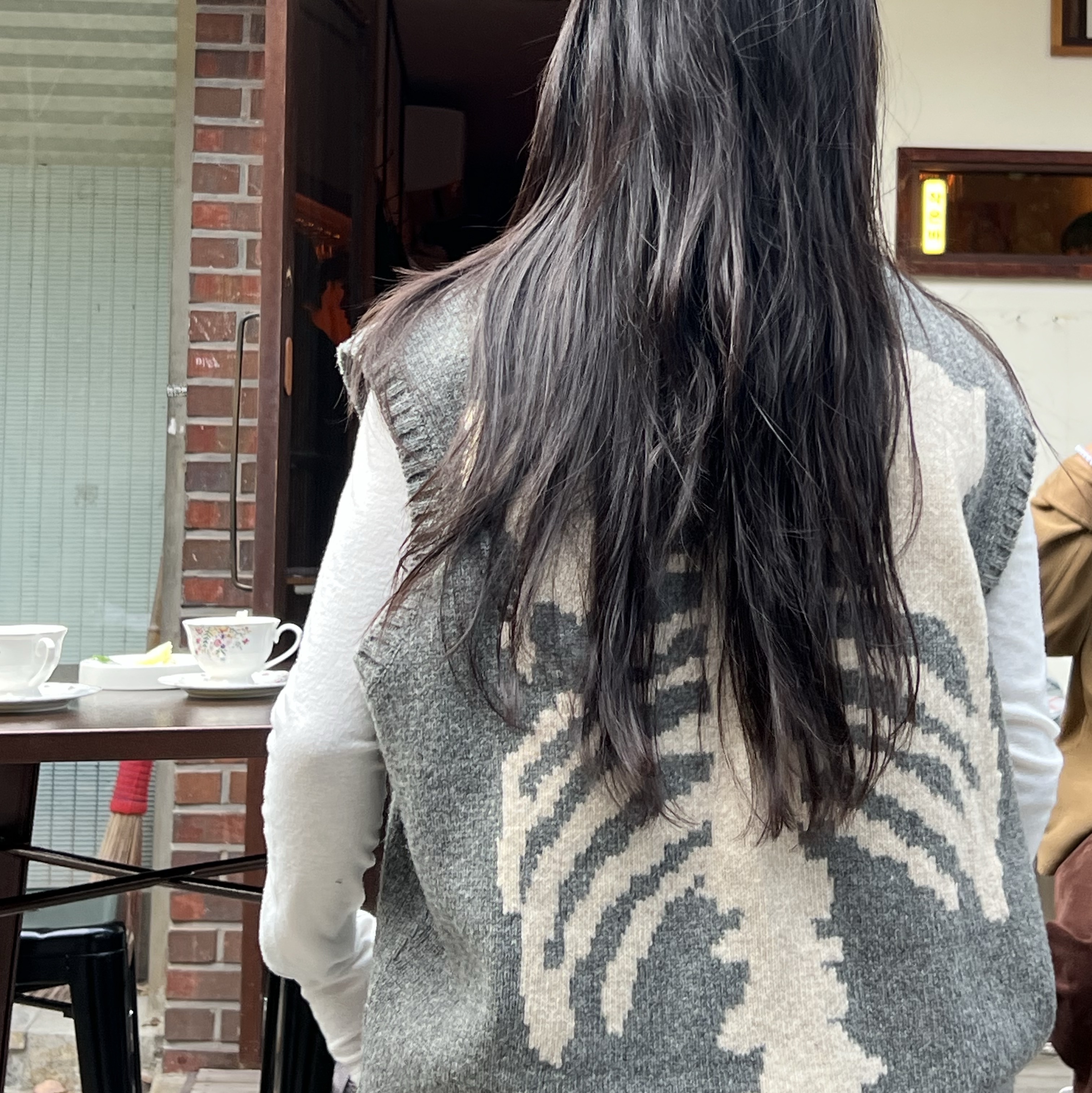 Kapital 5G Wool Bone Best Gray 착용 스타일