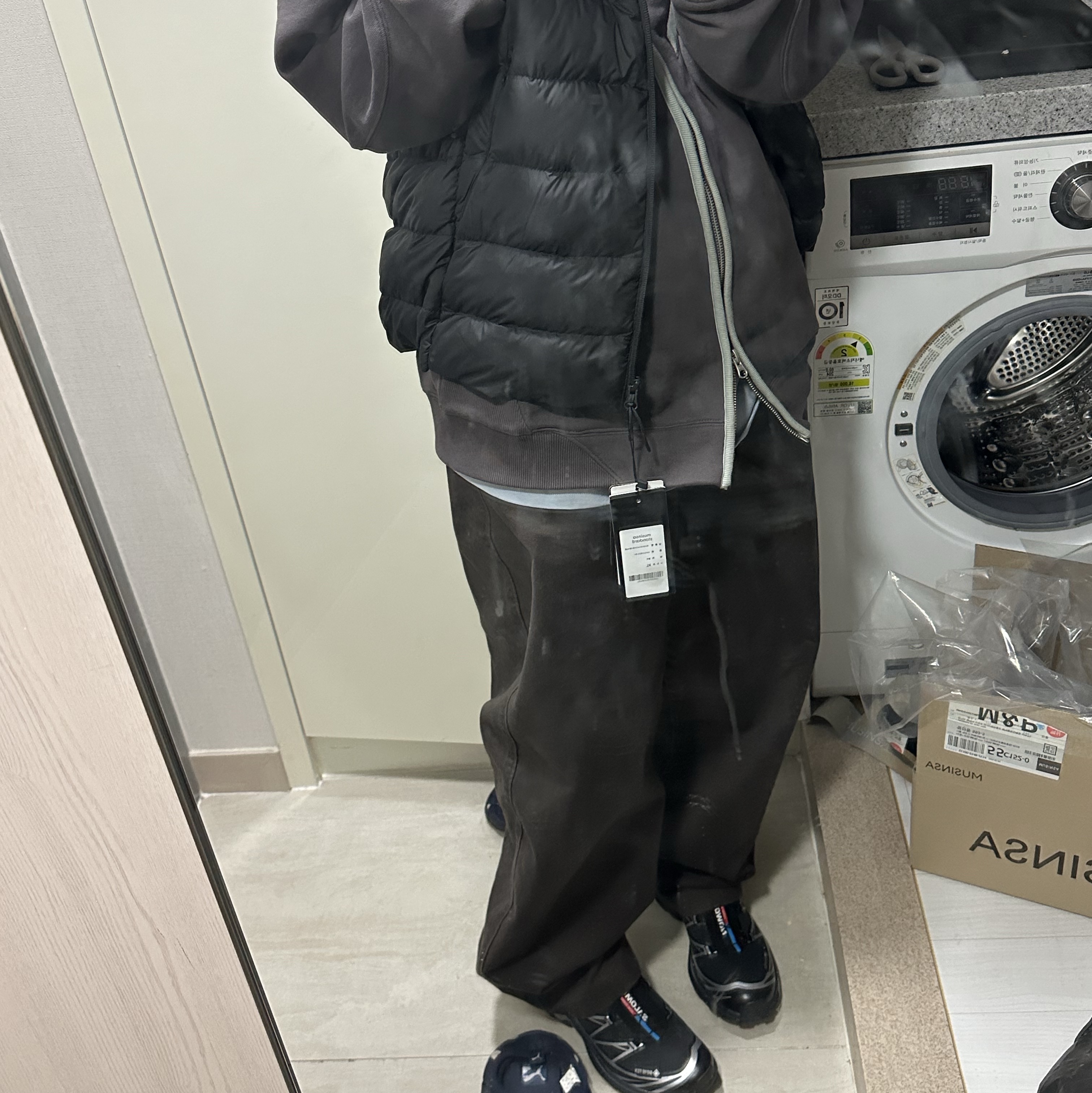 Sansan Gear Dual Weave Jacket Navy 착용 스타일