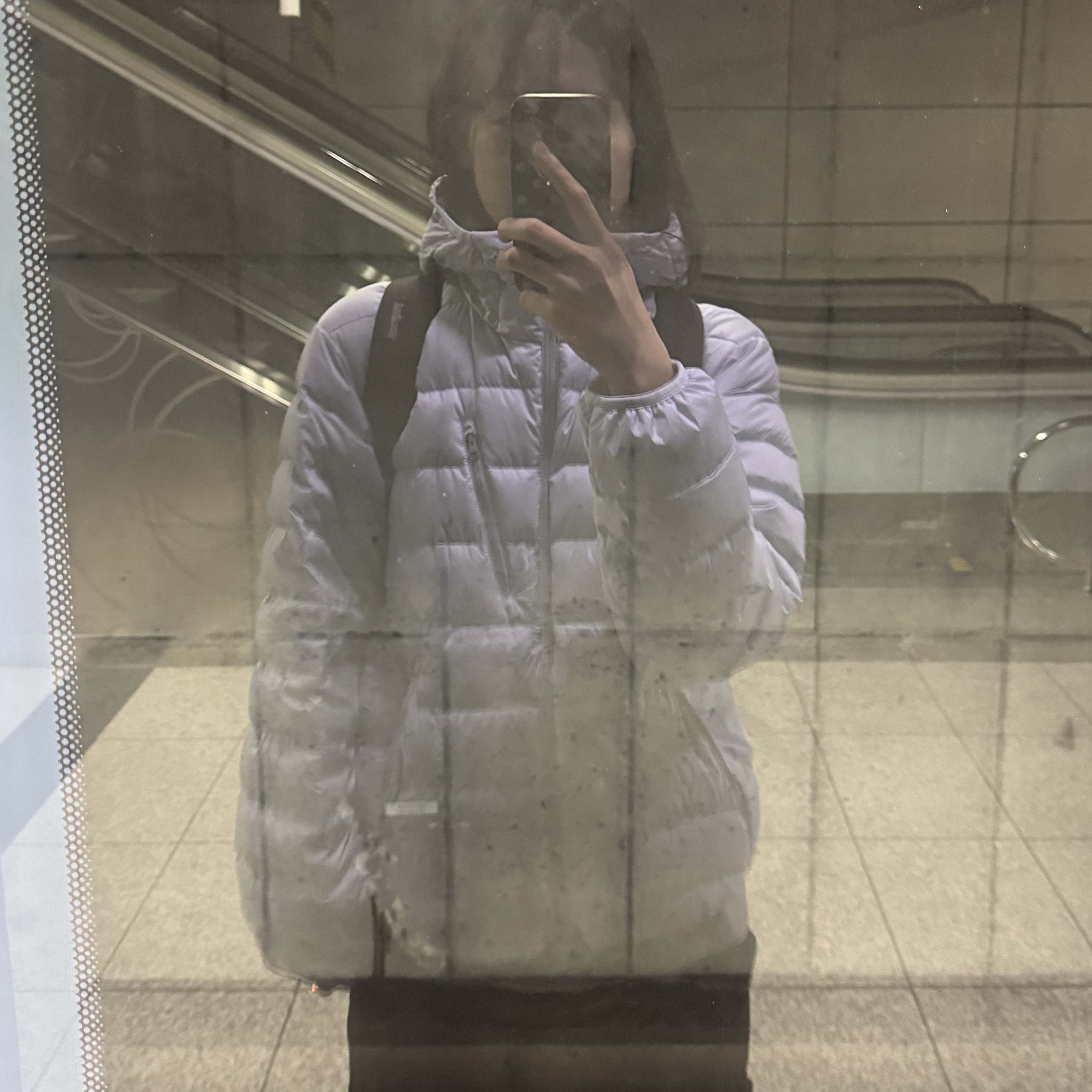 Musinsa Standard City Leisure Hooded Light Down Jacket Cloudy Blue 착용 스타일 - 1