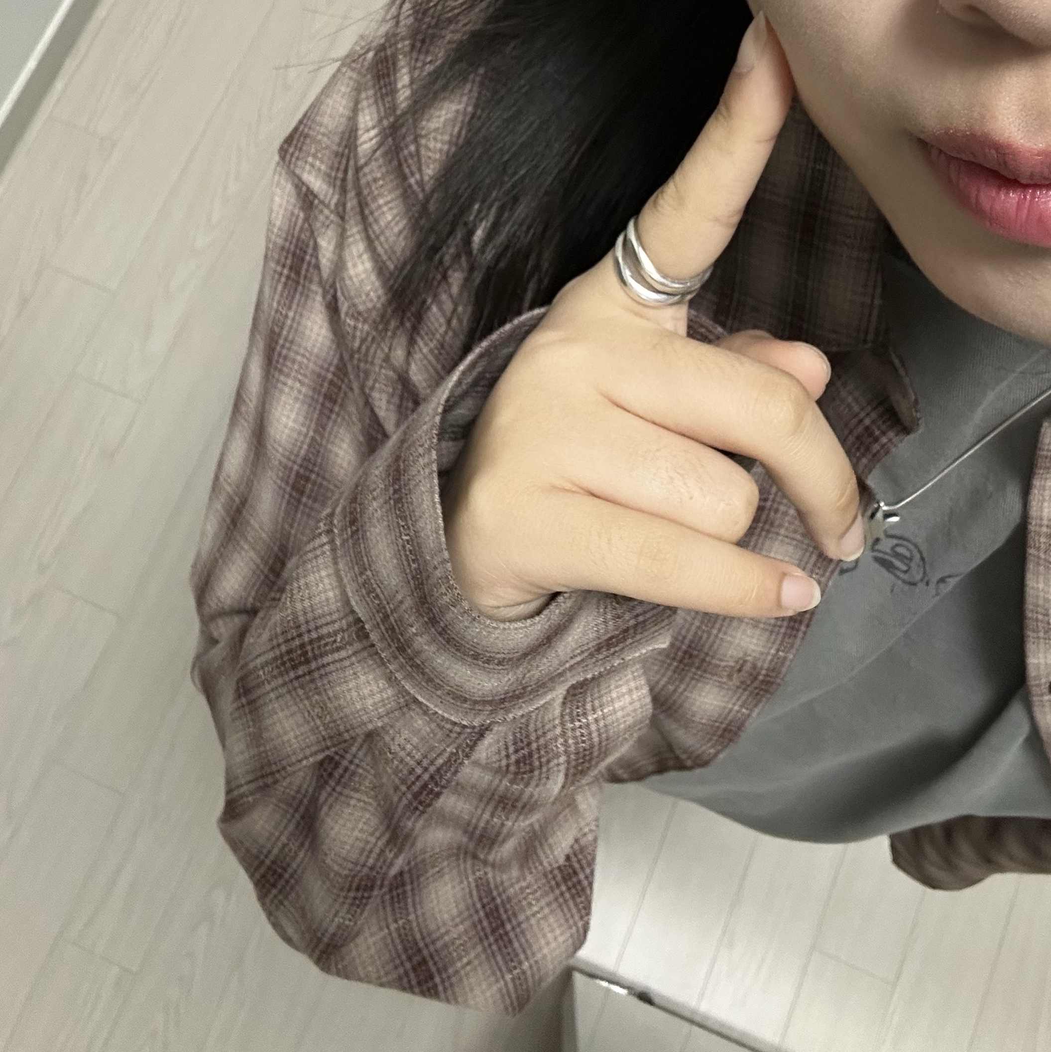 Auralee Super Light Wool Check Shirt Brown Herringbone Check - 22AW 착용 스타일