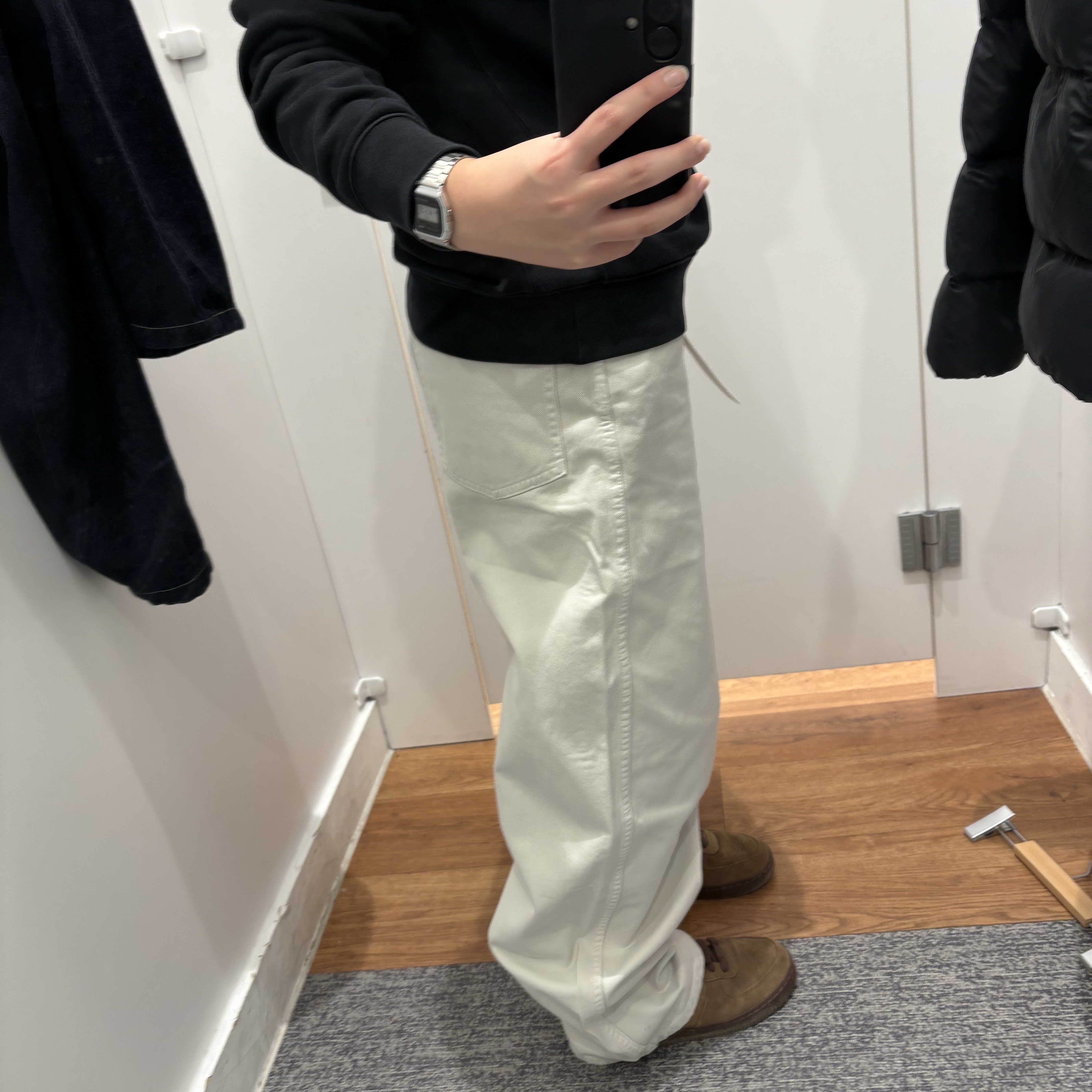 Uniqlo U Wide Fit Color Jean Beige - KR 착용 스타일
