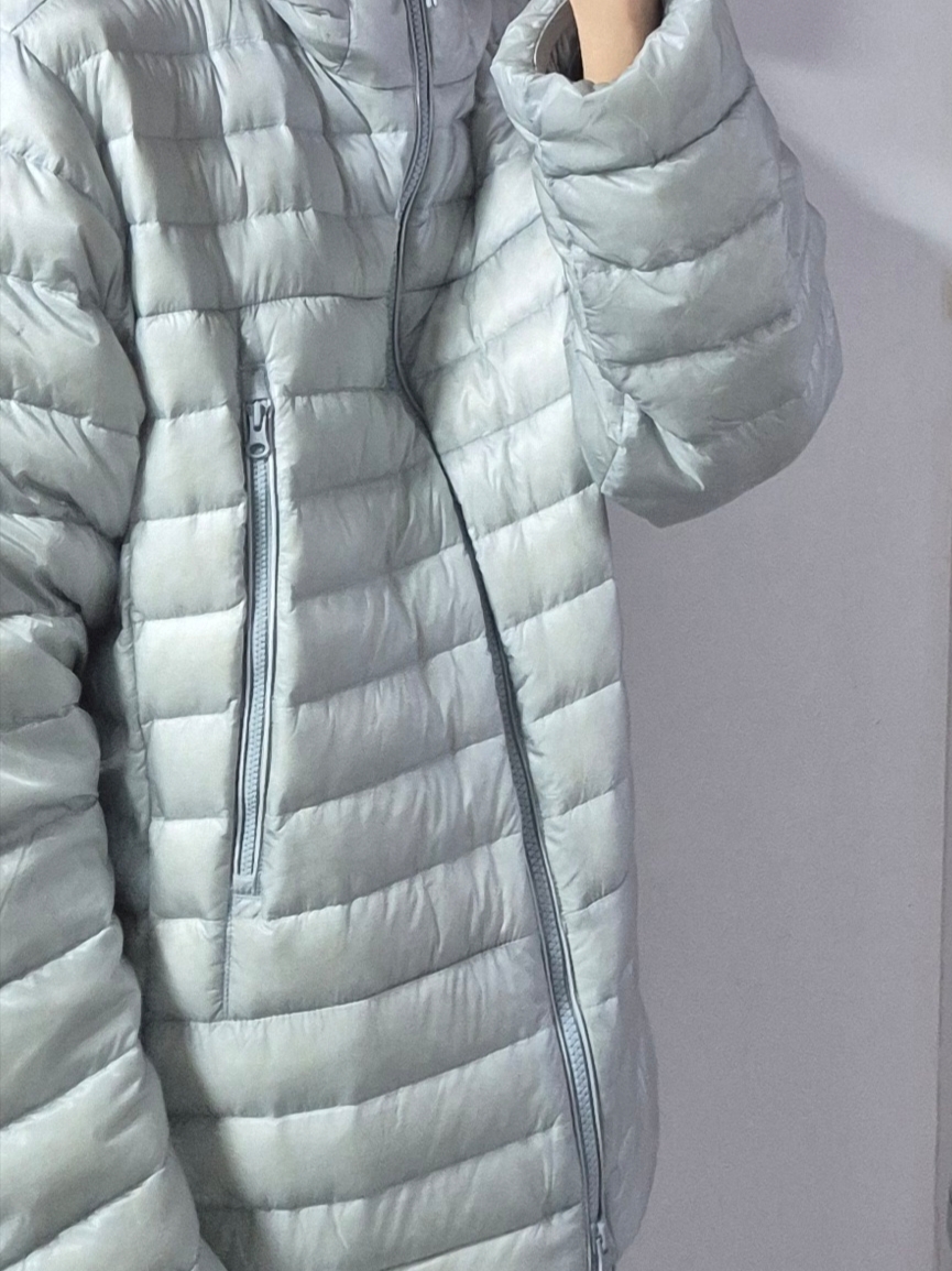 Musinsa Standard City Leisure Sheer Ripstop Hooded Light Down Jacket Cloudy Blue 착용 스타일 - 3