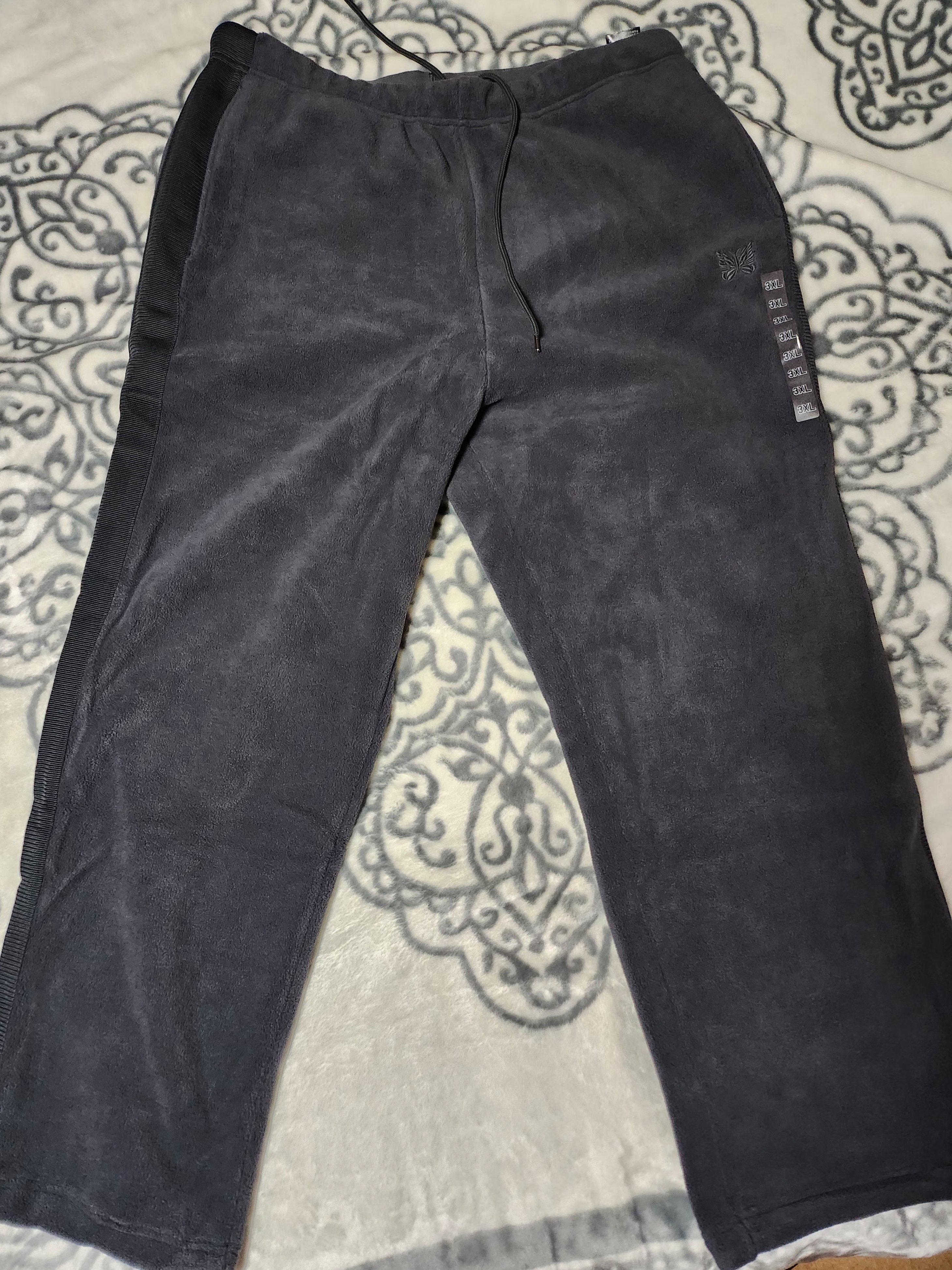 Uniqlo x Needles Fleece Wide Pants Longer Length Dark Gray - KR 착용 스타일