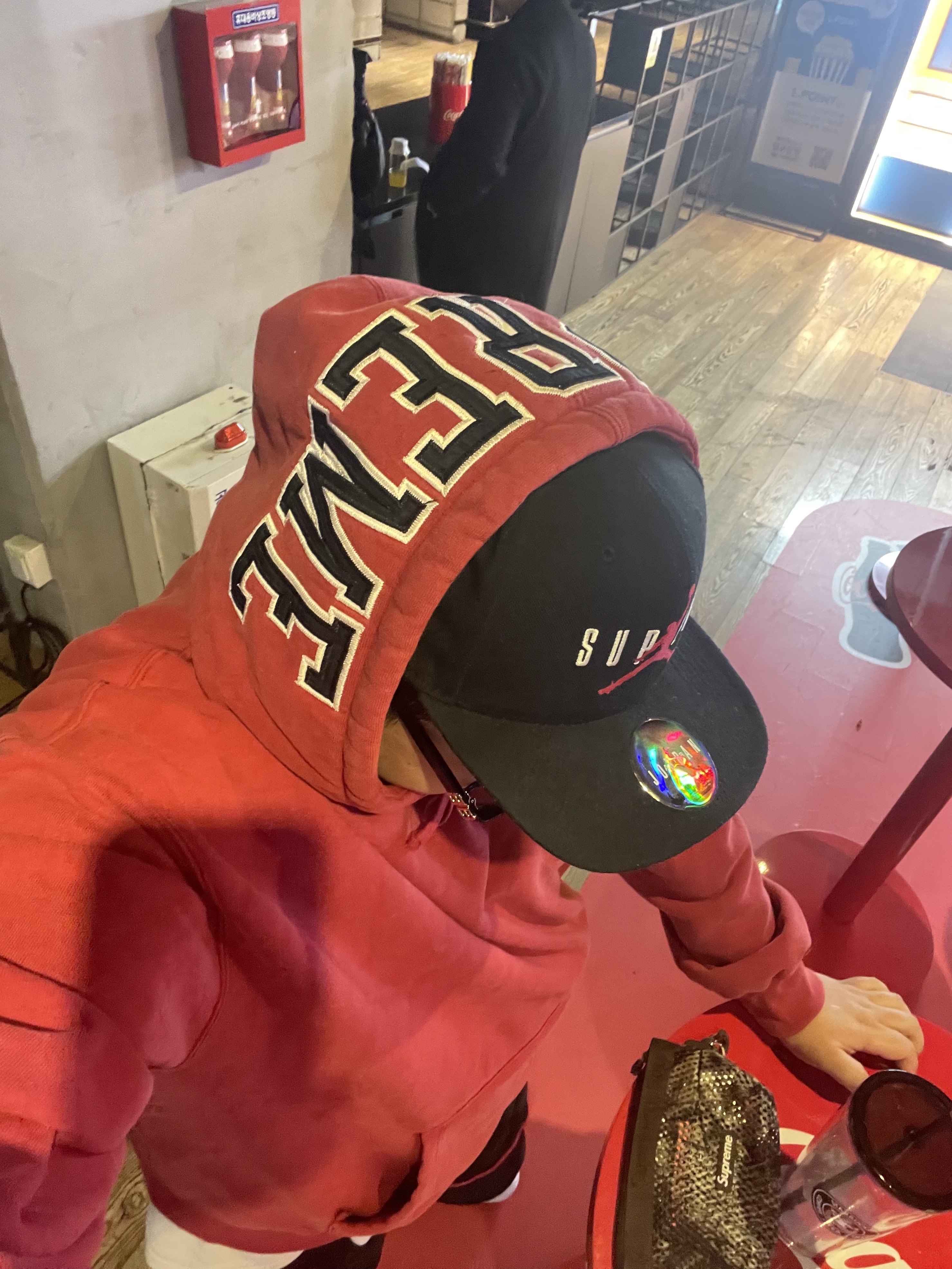Supreme Team 94 Hooded Sweatshirt Red - 25SS 착용 스타일 - 1