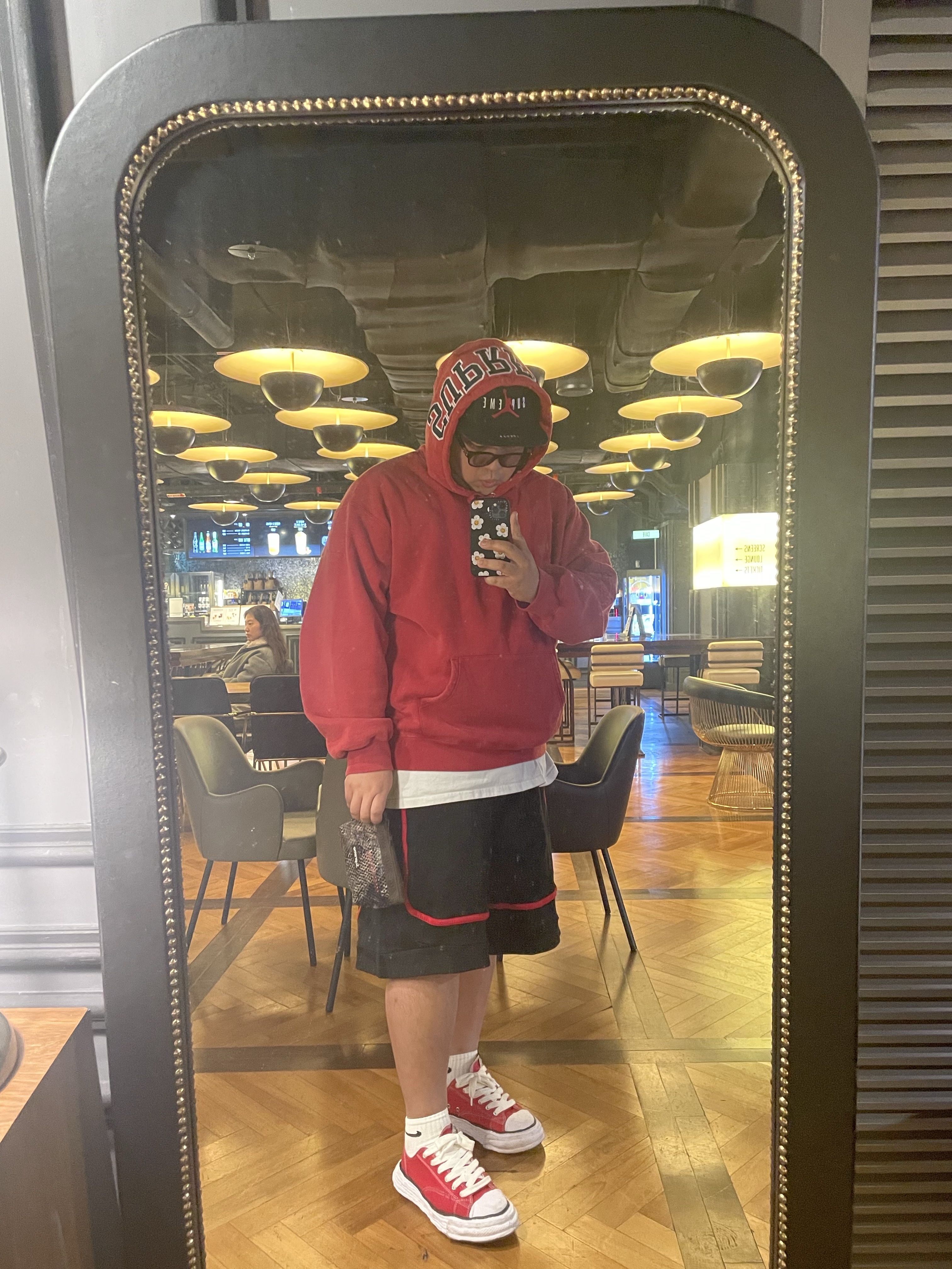 Supreme Team 94 Hooded Sweatshirt Red - 25SS 착용 스타일 - 2