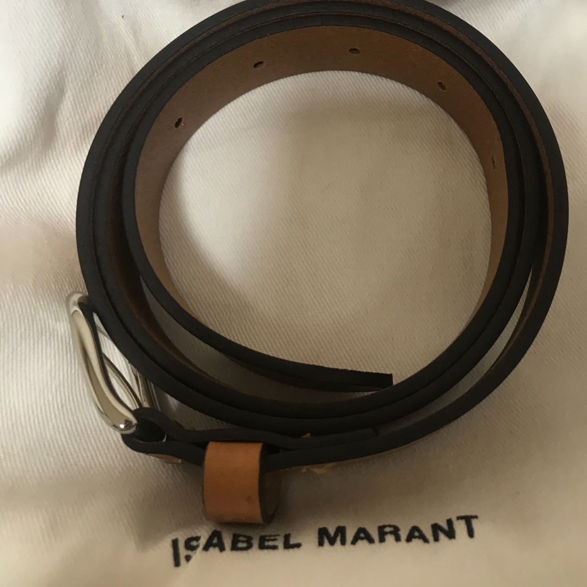 (W) Isabel Marant Zap Leather Buckle Belt Natural 착용 스타일