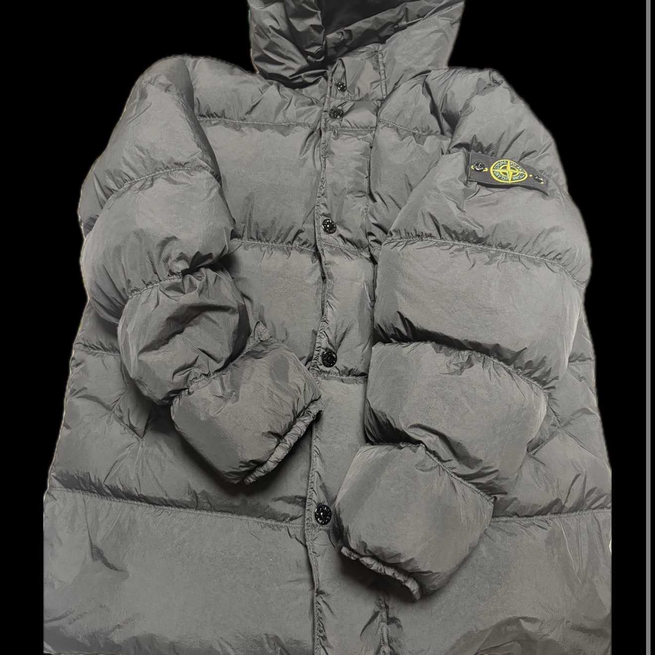 Stone Island 4100012 Crinkle Reps NY Recycled Nylon Wind Resistant Down Parka Black - 25FW 착용 스타일