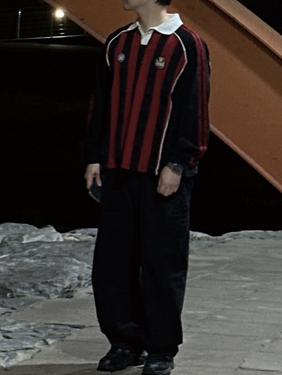 FC SEOUL X Undermycar Stripe Long Sleeve PK Shirts 착용 스타일