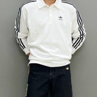 Adidas Adicolor Rugby Polo Shirt White - KR Sizing 착용 스타일