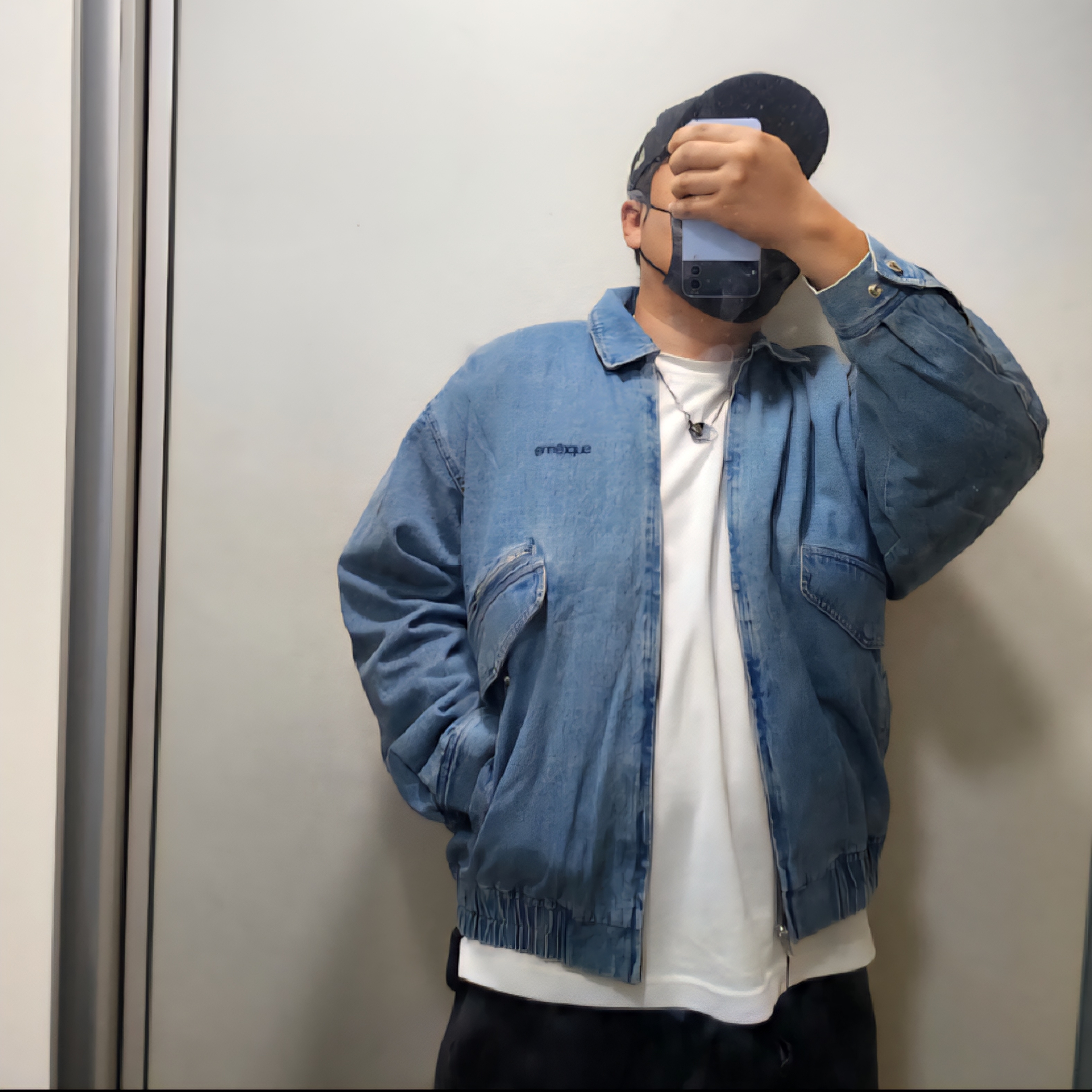 Supreme Hooded Utility Jacket Denim - 25FW 착용 스타일