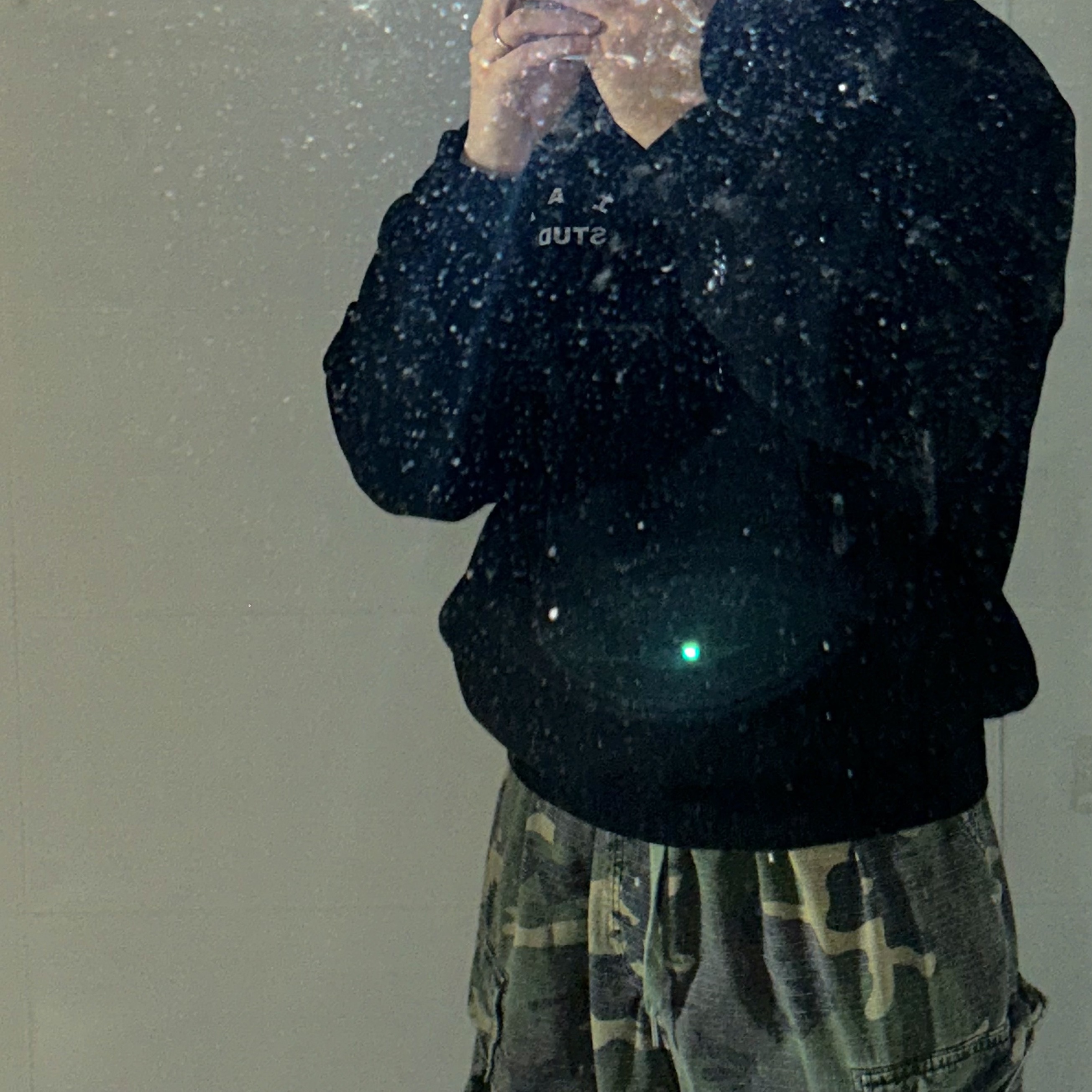IAB Studio IAB Camo Logo Hoodie Black, IAB Studio Hoodie Black 착용 스타일