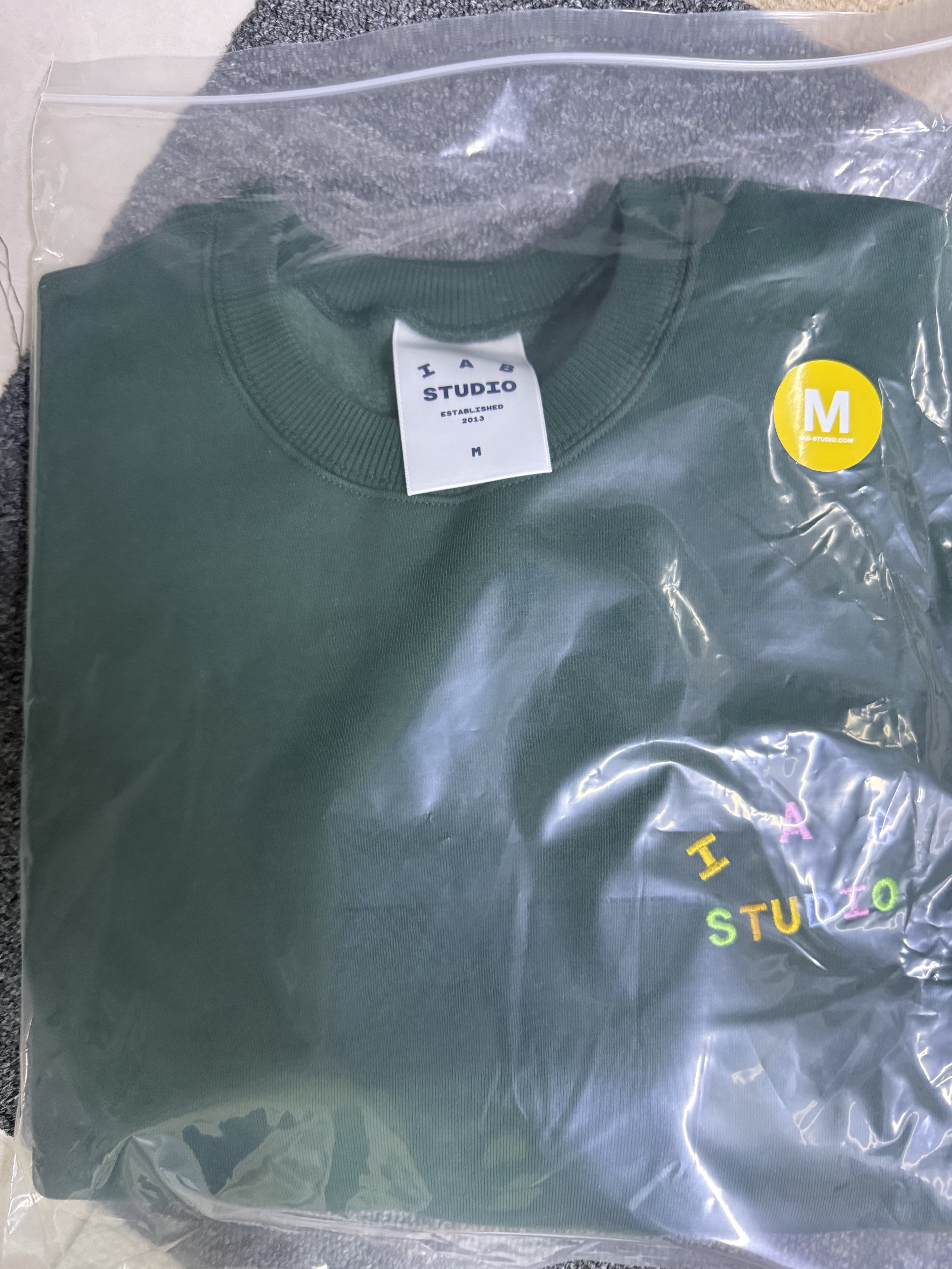 IAB Studio IAB Embroid Sweatshirt Green 착용 스타일