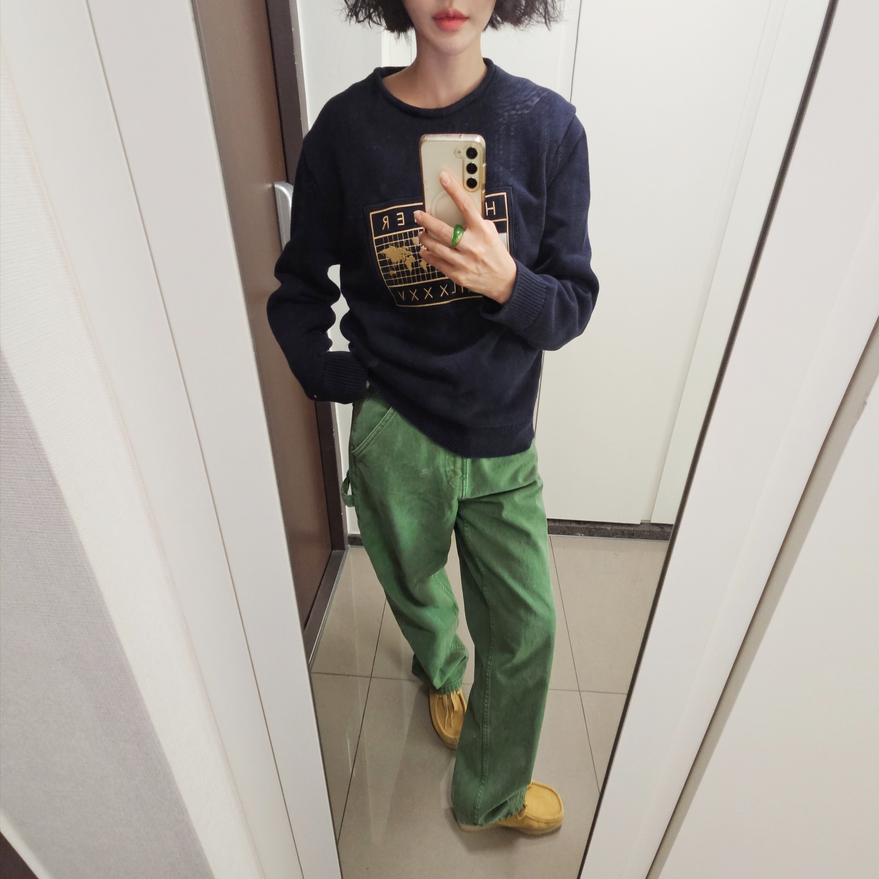 (W) Clarks Wallabee Maple Suede 착용 스타일 - 3