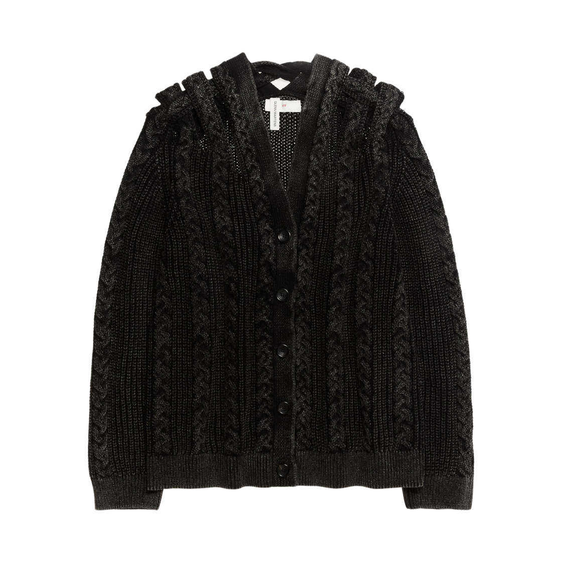 (W) 에이치앤엠 x 글렌 마틴스 케이블 니트 가디건 블랙((W) H&M x Glenn Martens Cable Knit Cardigan Black)